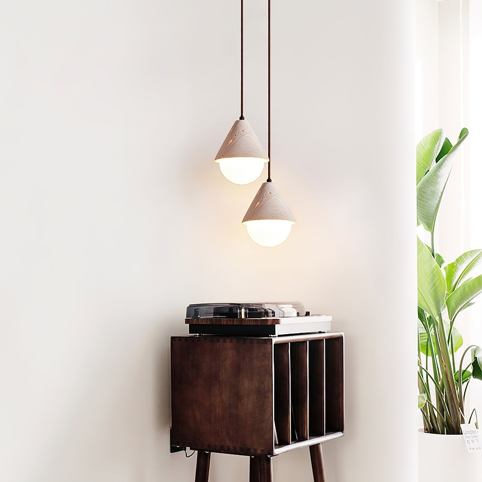 Cevynisra Cone Hemisphere Travertine Pendant Light - Letslighting