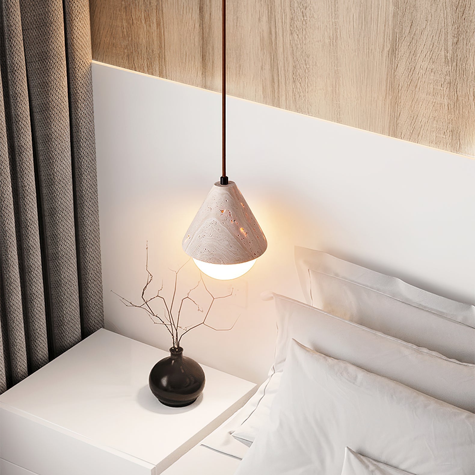 Cevynisra Cone Hemisphere Travertine Pendant Light - Letslighting