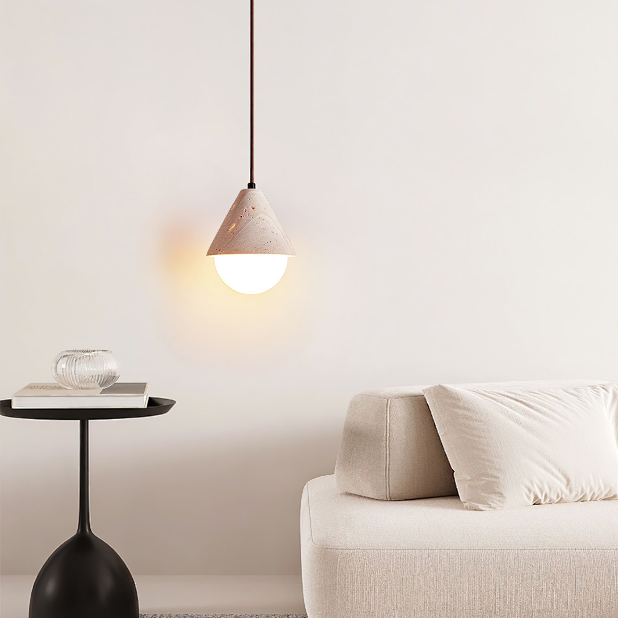 Cevynisra Cone Hemisphere Travertine Pendant Light - Letslighting