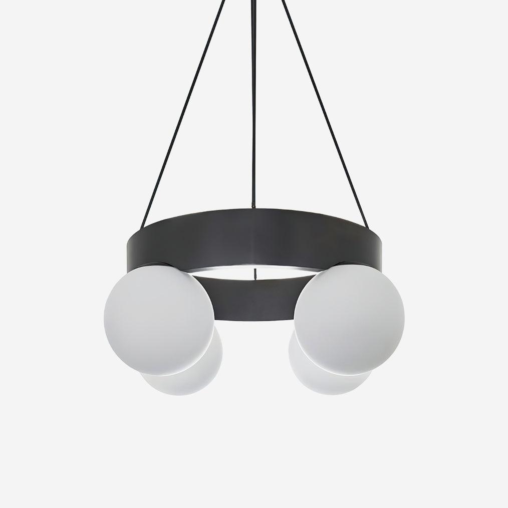Asterios Chandelier Black Ring Spherical Shades - Letslighting