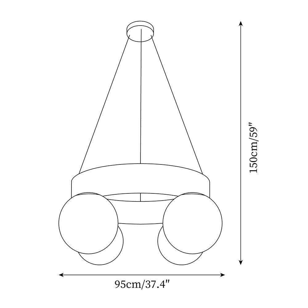 Asterios Chandelier Black Ring Spherical Shades - Letslighting