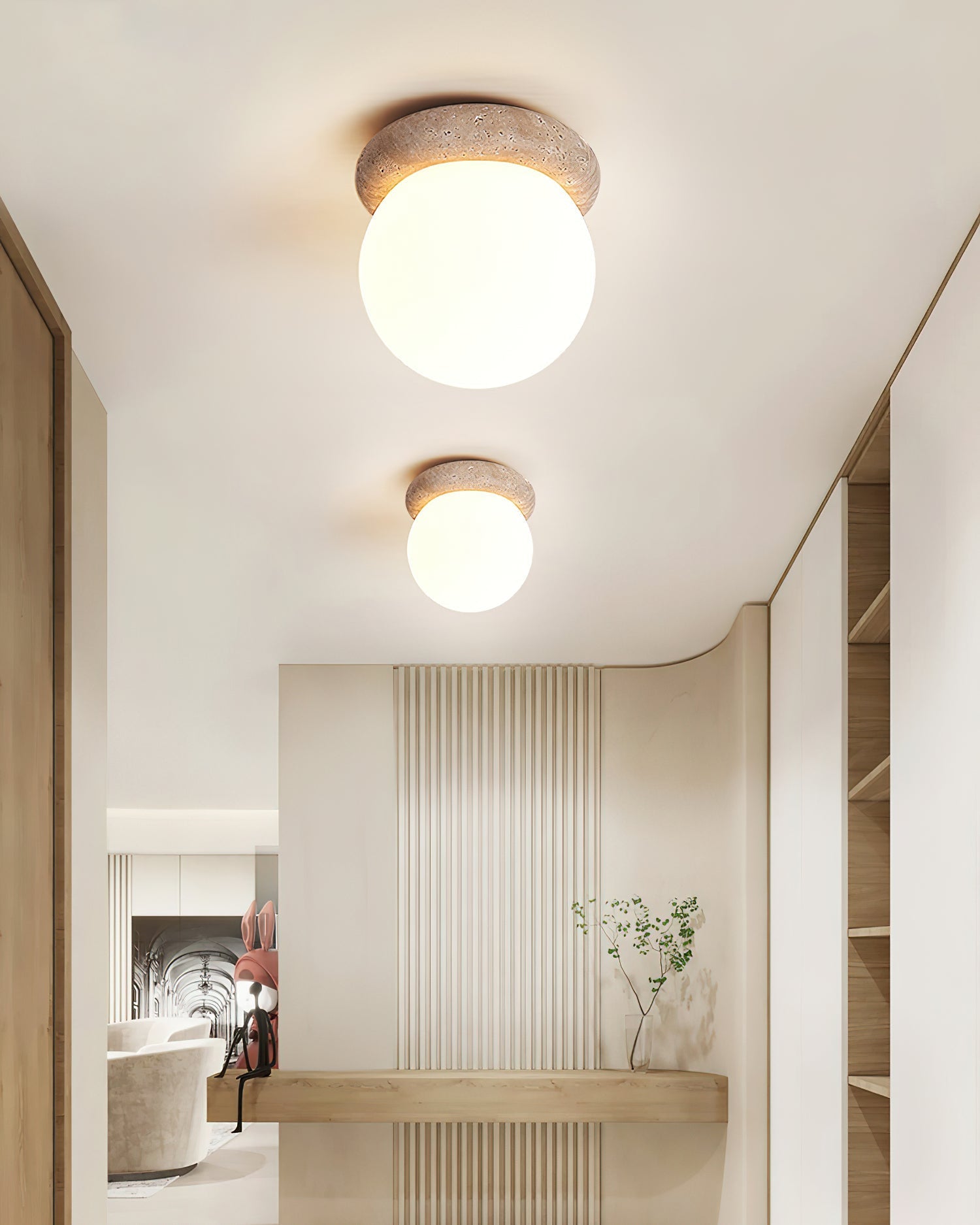 Colaeiel Disc-Globe Travertine Ceiling Light - Letslighting