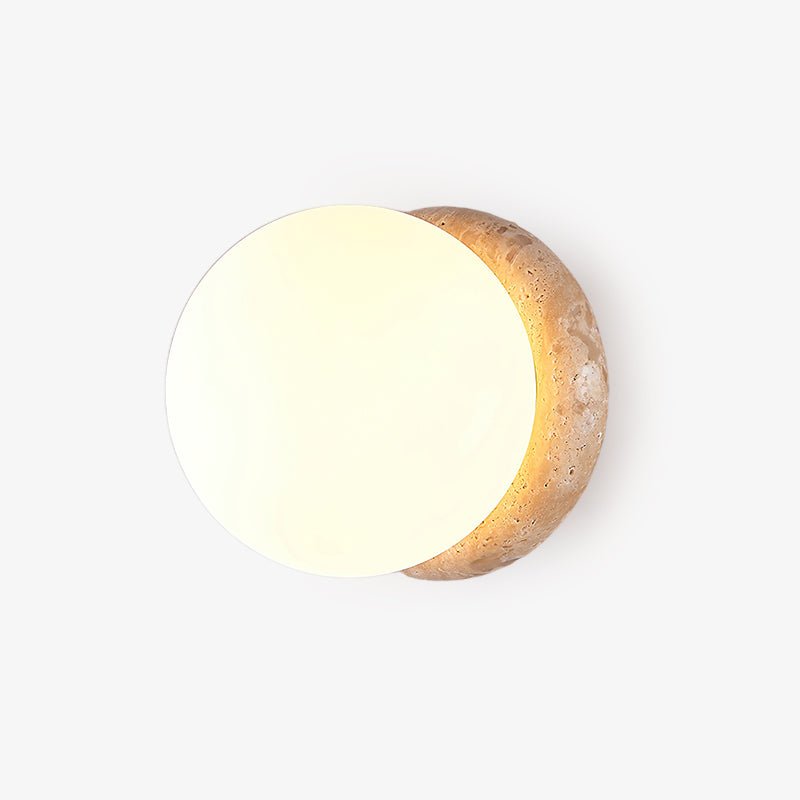 Caliror Round-Plate Travertine Wall Light - Letslighting