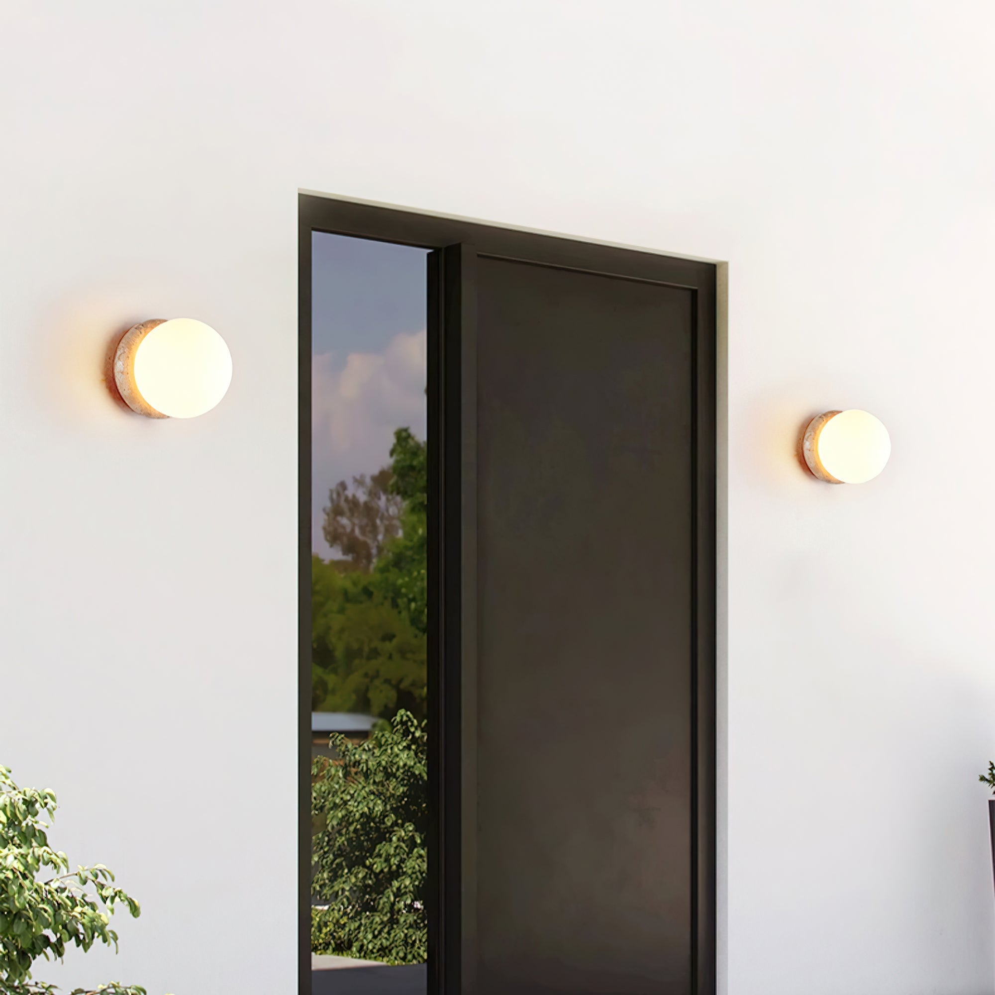 Caliror Round-Plate Travertine Wall Light - Letslighting