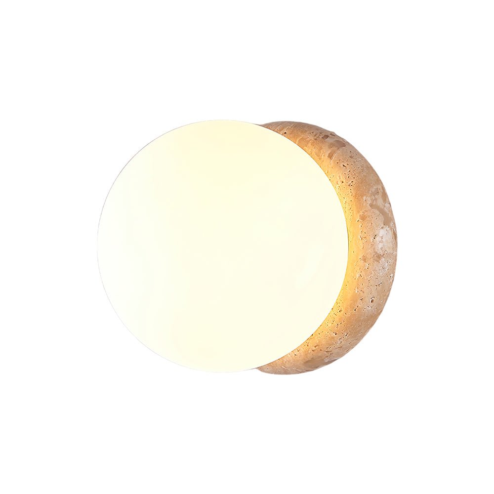 Caliror Round-Plate Travertine Wall Light - Letslighting