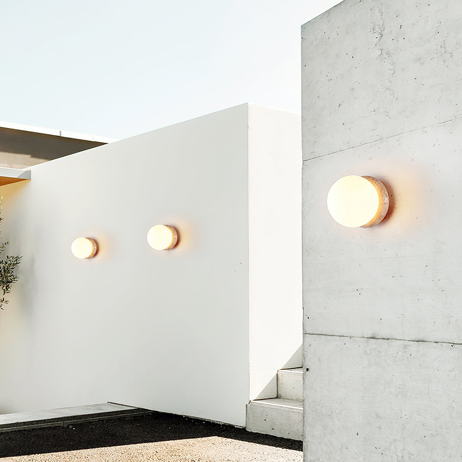Caliror Round-Plate Travertine Wall Light - Letslighting