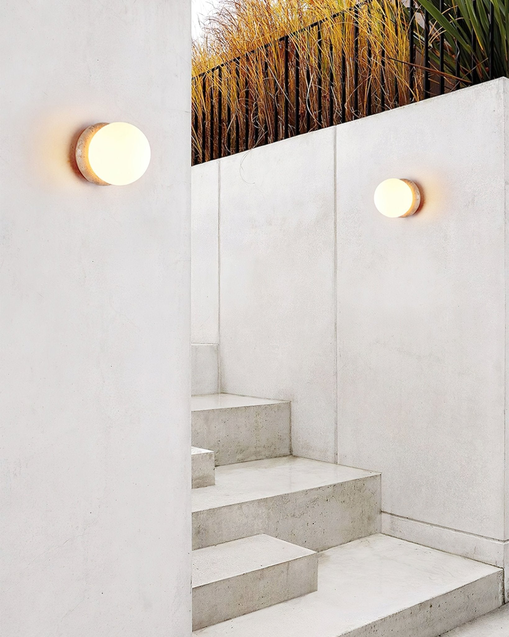 Caliror Round-Plate Travertine Wall Light - Letslighting