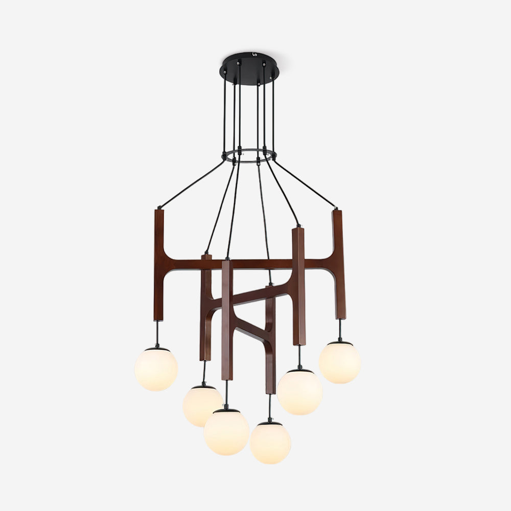 Muto Geometric Wood Chandelier - Letslighting