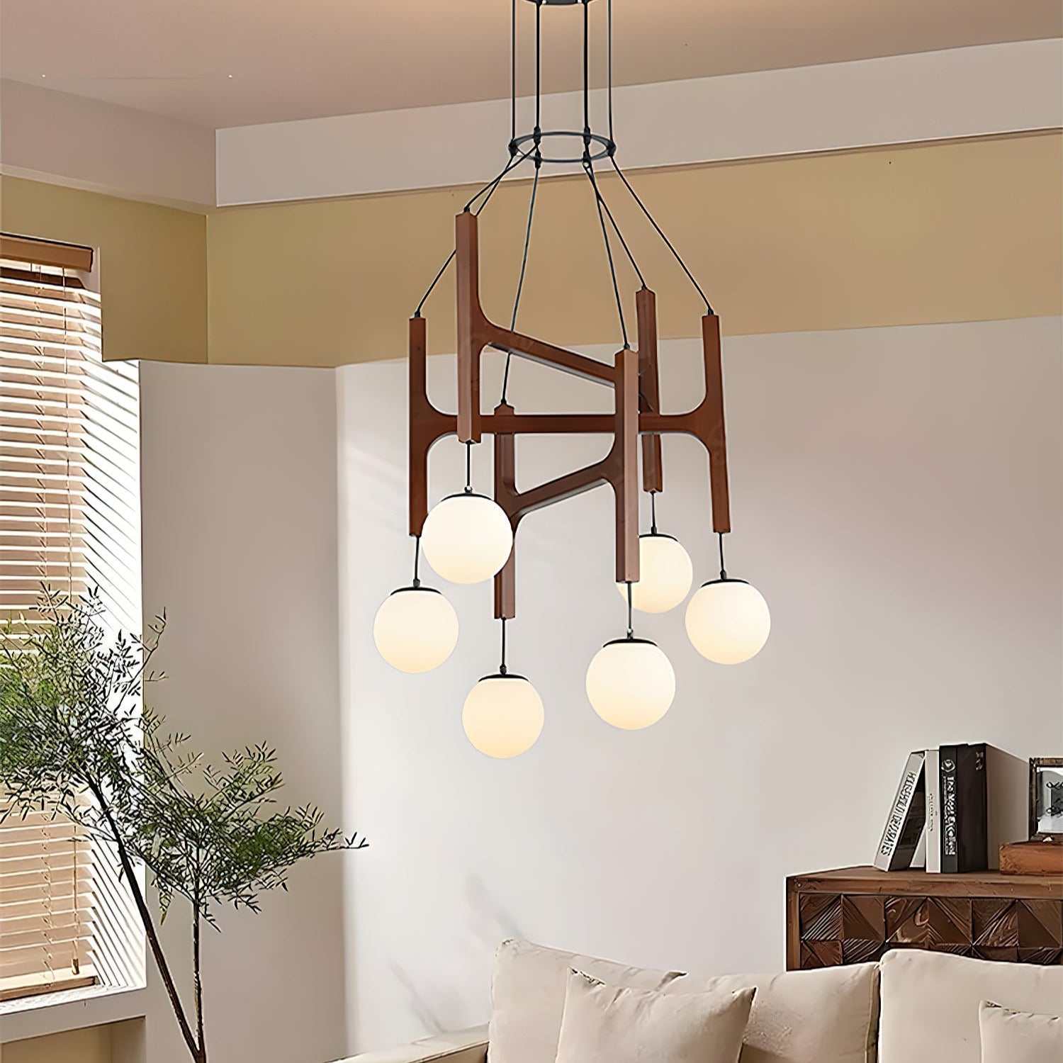 Muto Geometric Wood Chandelier - Letslighting