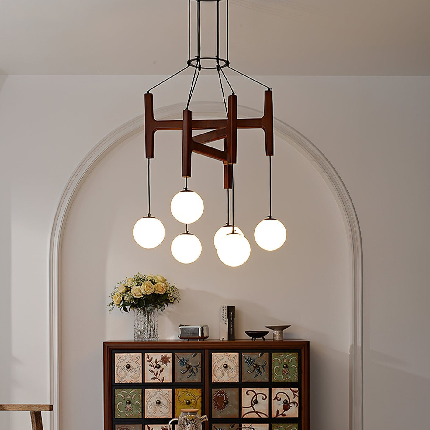 Muto Geometric Wood Chandelier - Letslighting