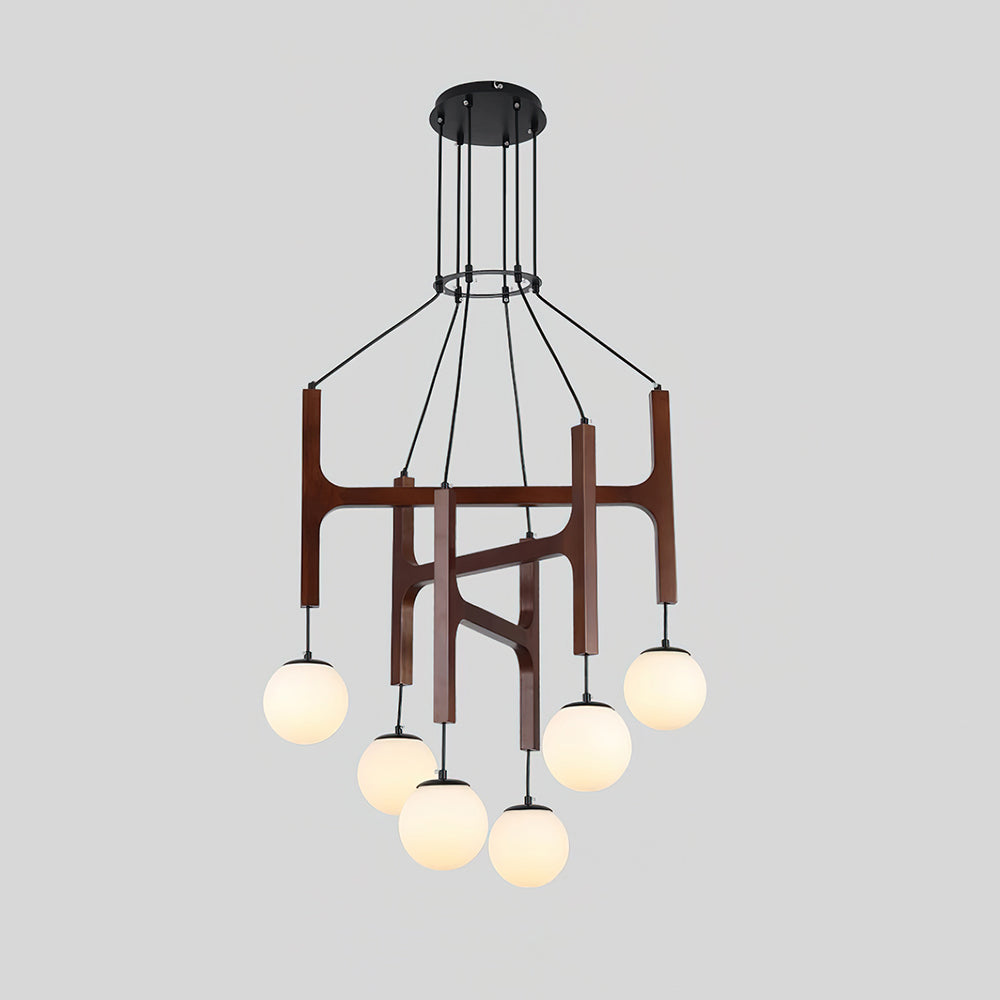 Muto Geometric Wood Chandelier - Letslighting