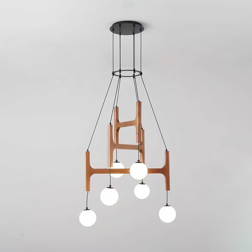 Muto Geometric Wood Chandelier - Letslighting