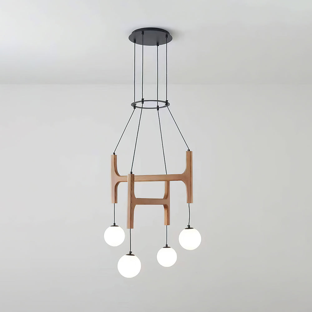 Muto Geometric Wood Chandelier - Letslighting