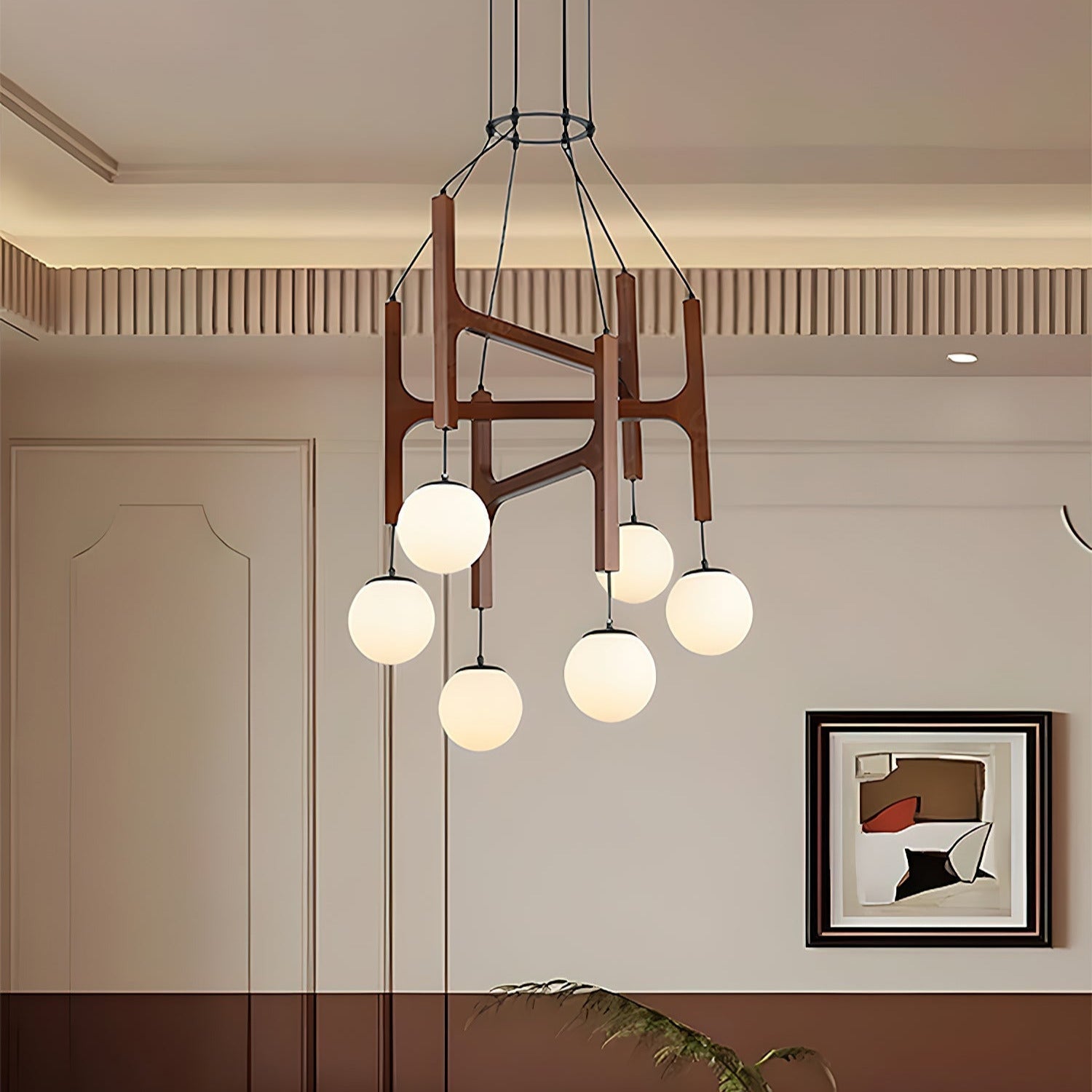 Muto Geometric Wood Chandelier - Letslighting
