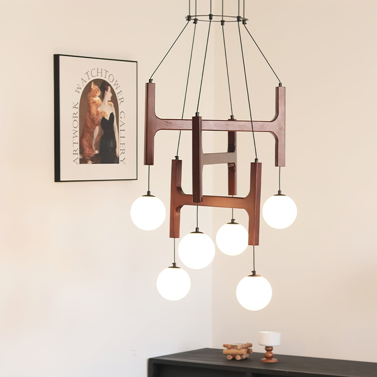 Muto Geometric Wood Chandelier - Letslighting