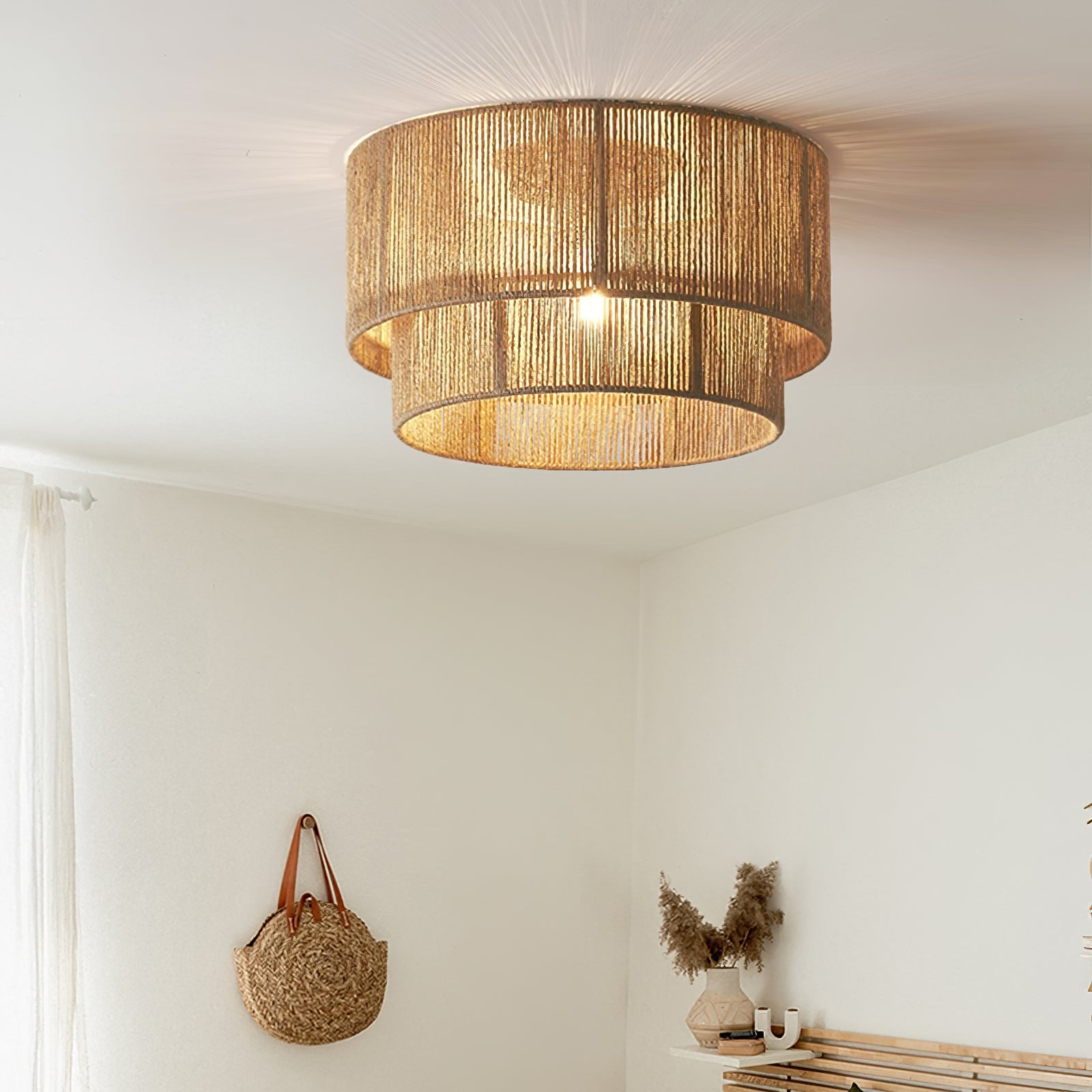 Cevynara Elegance Natural Woven Ceiling Lamp - Letslighting