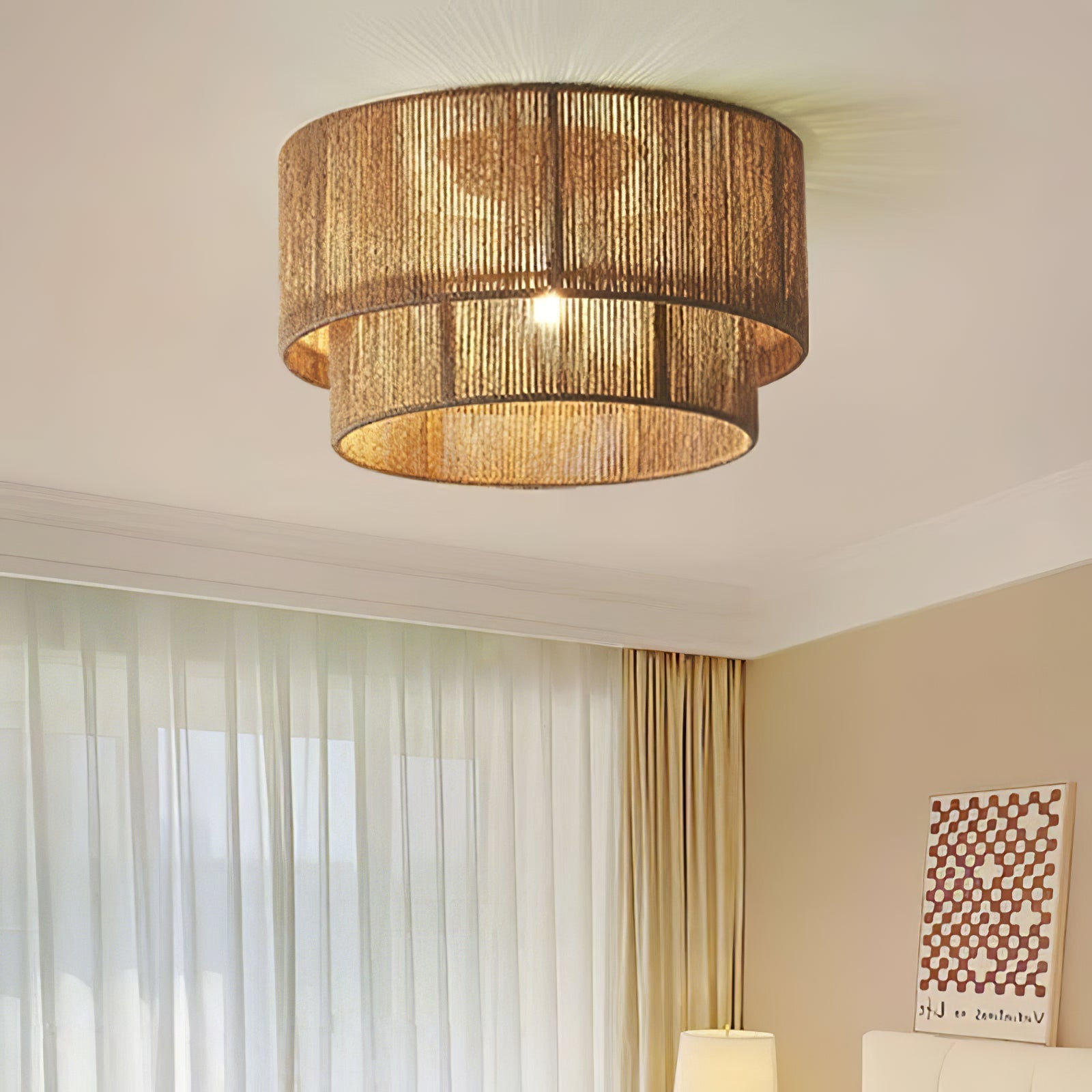 Cevynara Elegance Natural Woven Ceiling Lamp - Letslighting