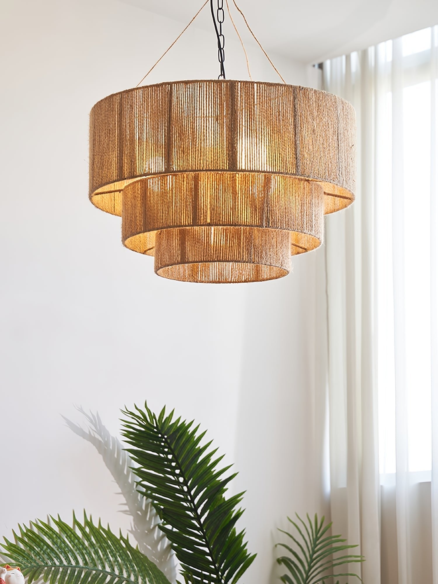 Cascade Rustic Jute Pendant Light - Letslighting