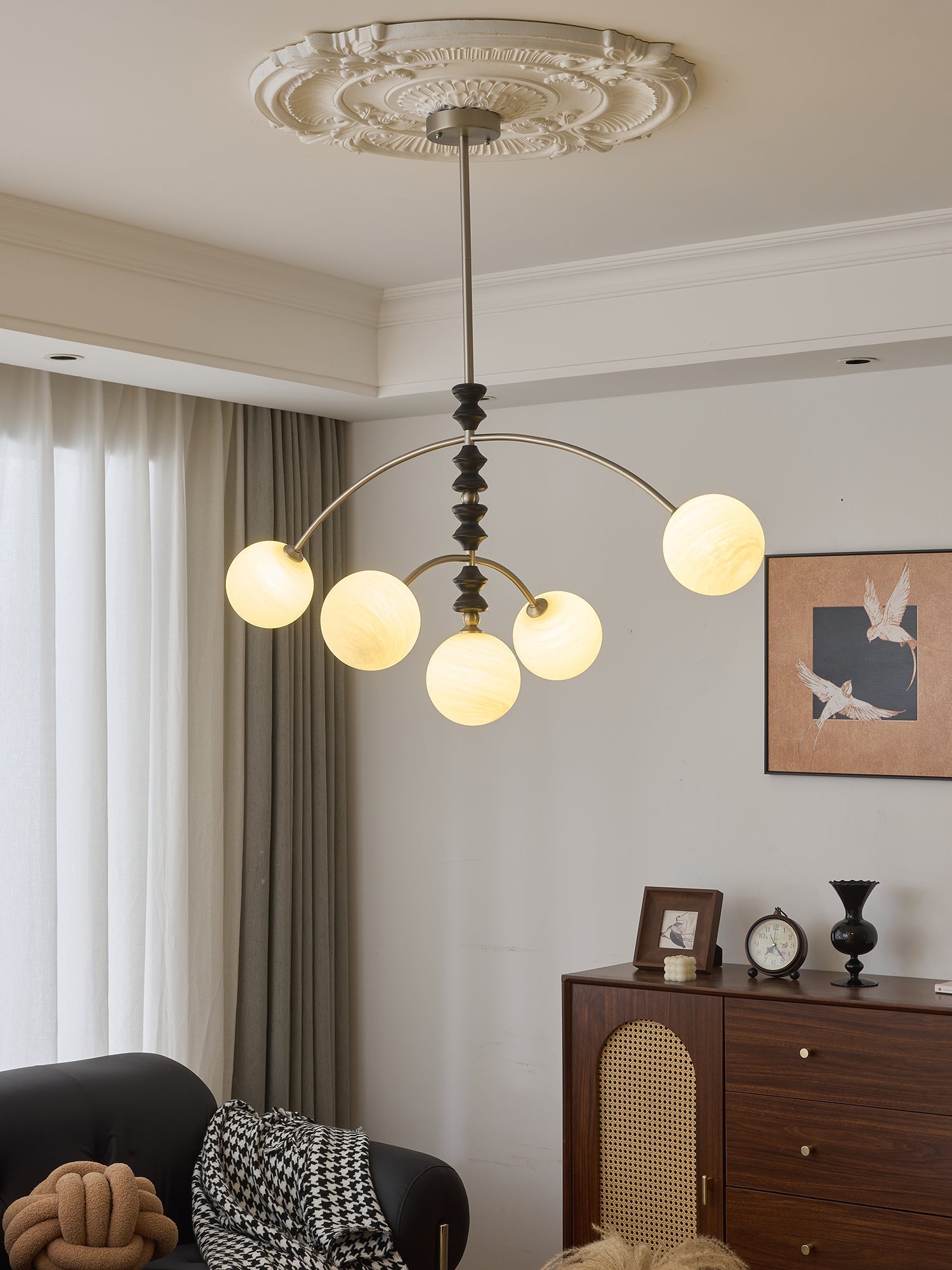 Cucarara Traditional Nordic Art Arc Wood Chandelier - Letslighting