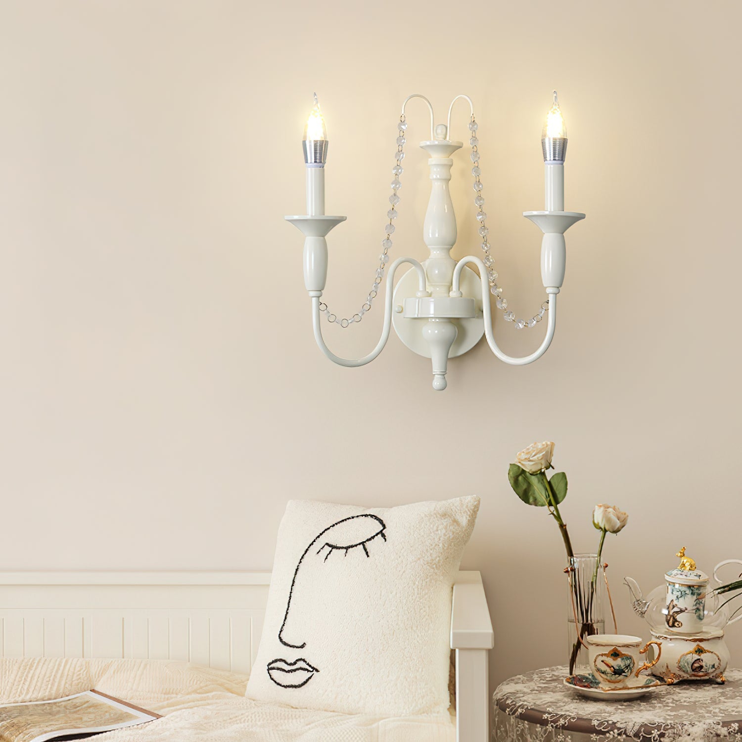 Jarnbruvys Traditional Candle Crystal Wall Lamp - Letslighting