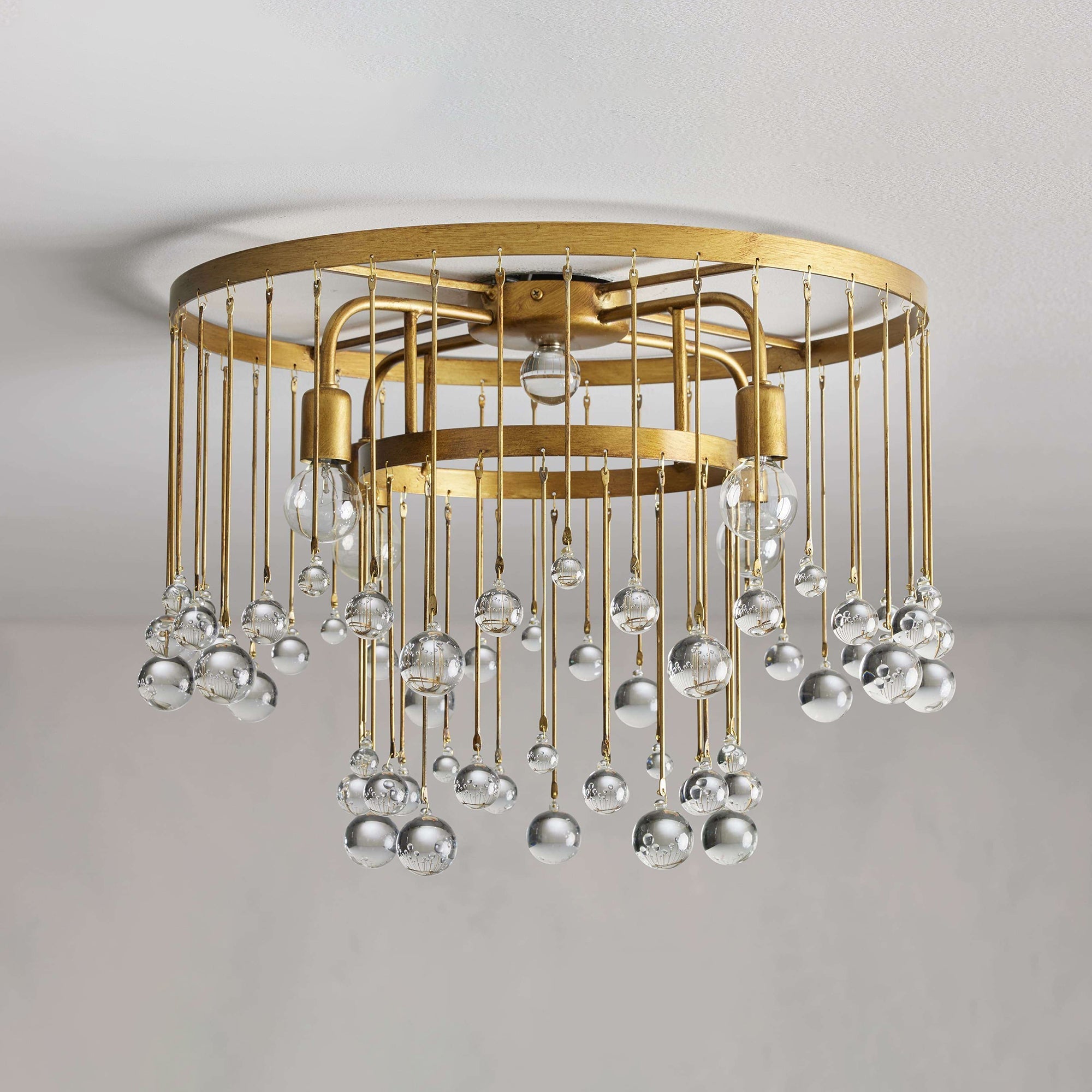 Fljotuvyo Postmodern Luxury Brass Crystal Flush Mount Ceiling Lamp - Letslighting