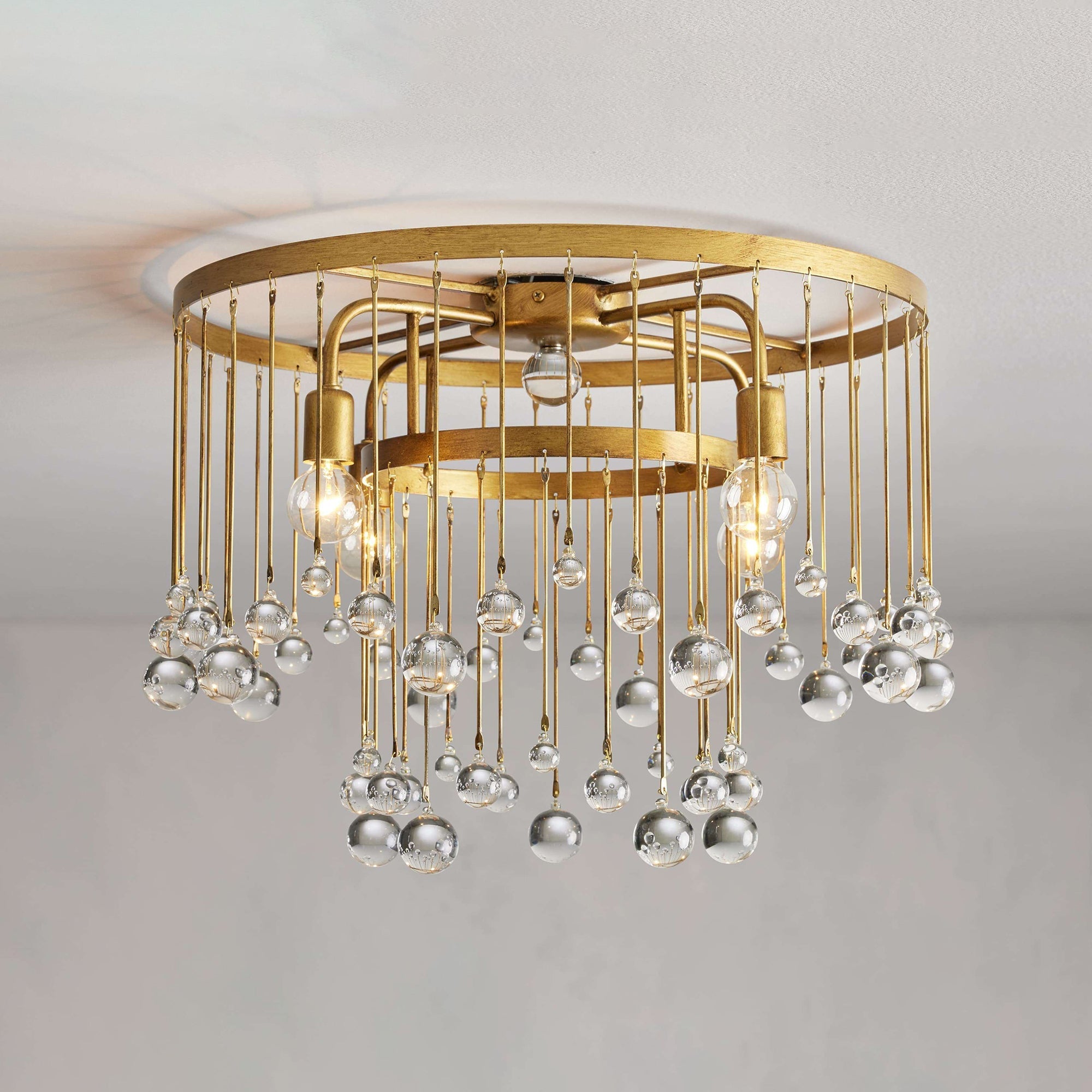Fljotuvyo Postmodern Luxury Brass Crystal Flush Mount Ceiling Lamp - Letslighting