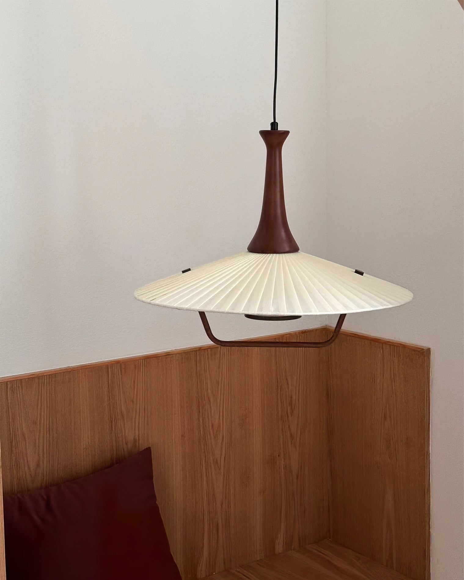 Vionne Mid-Century Wood and White Pendant Lamp - Letslighting