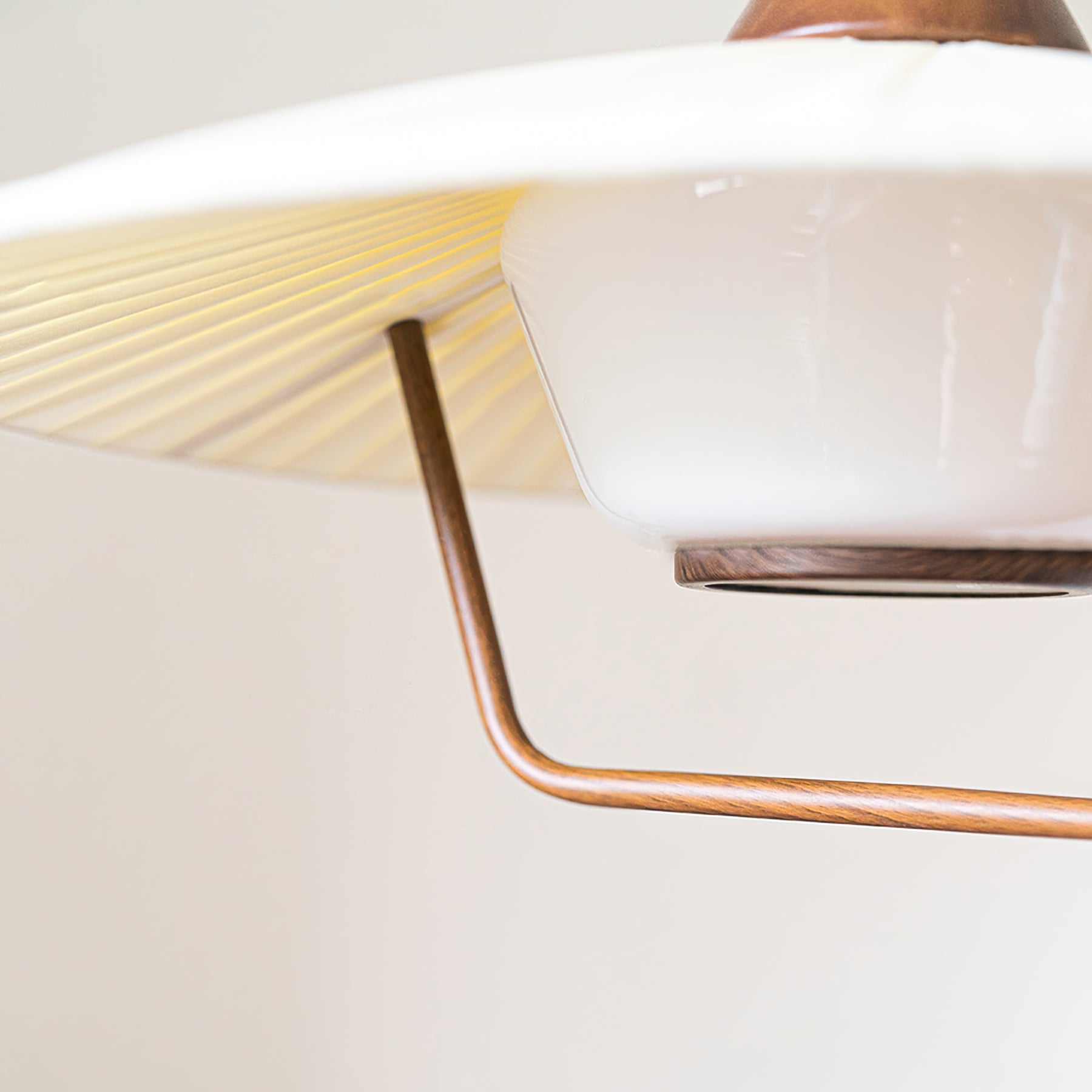 Vionne Mid-Century Wood and White Pendant Lamp - Letslighting