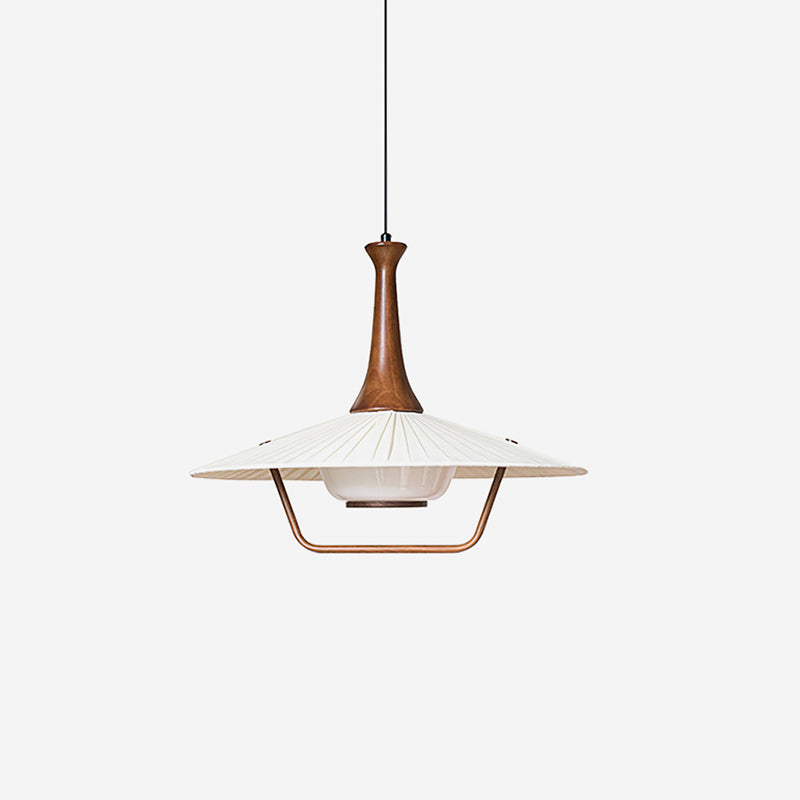 Vionne Mid-Century Wood and White Pendant Lamp - Letslighting