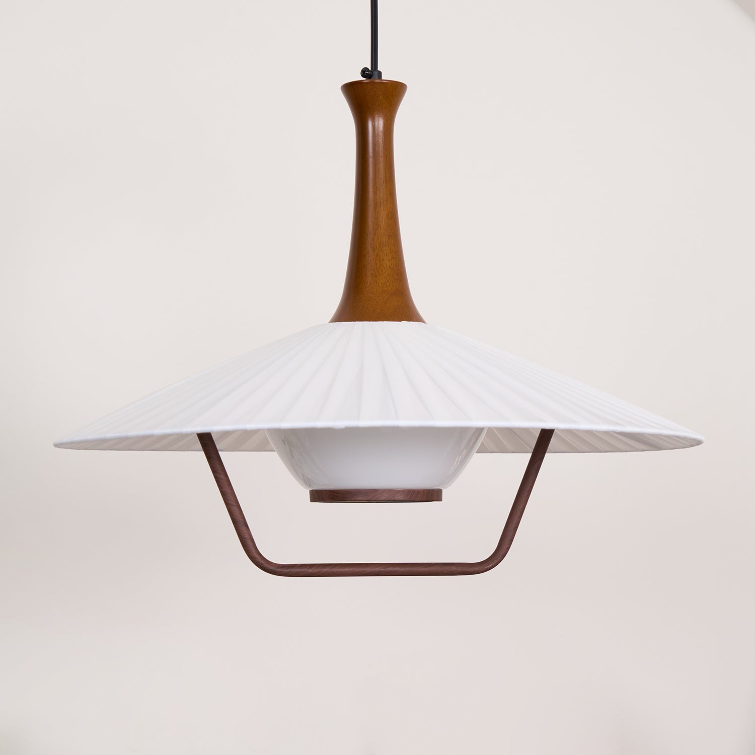 Vionne Mid-Century Wood and White Pendant Lamp - Letslighting