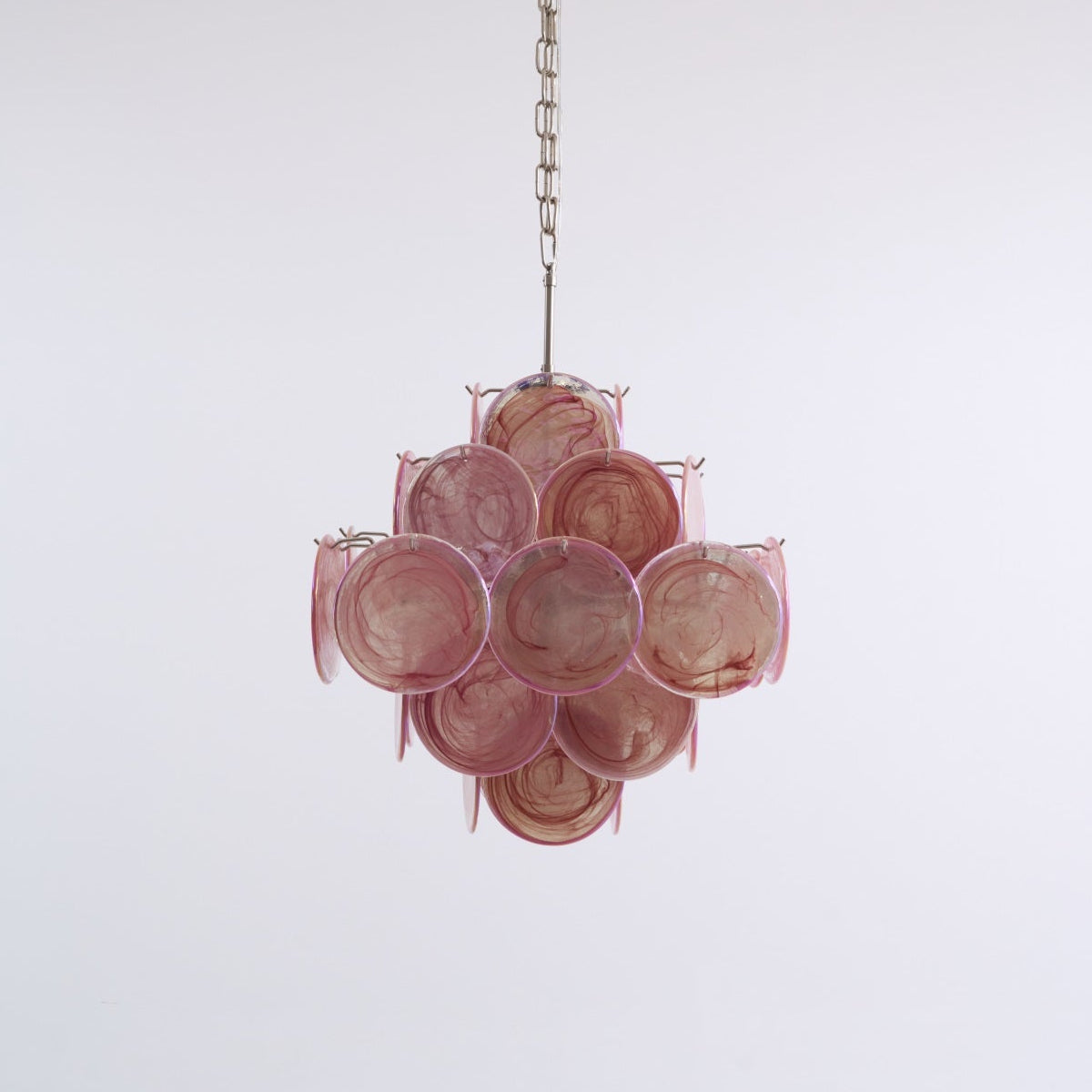 Aurora Chandelier Pink Glass Disc Layered Romantic - Letslighting