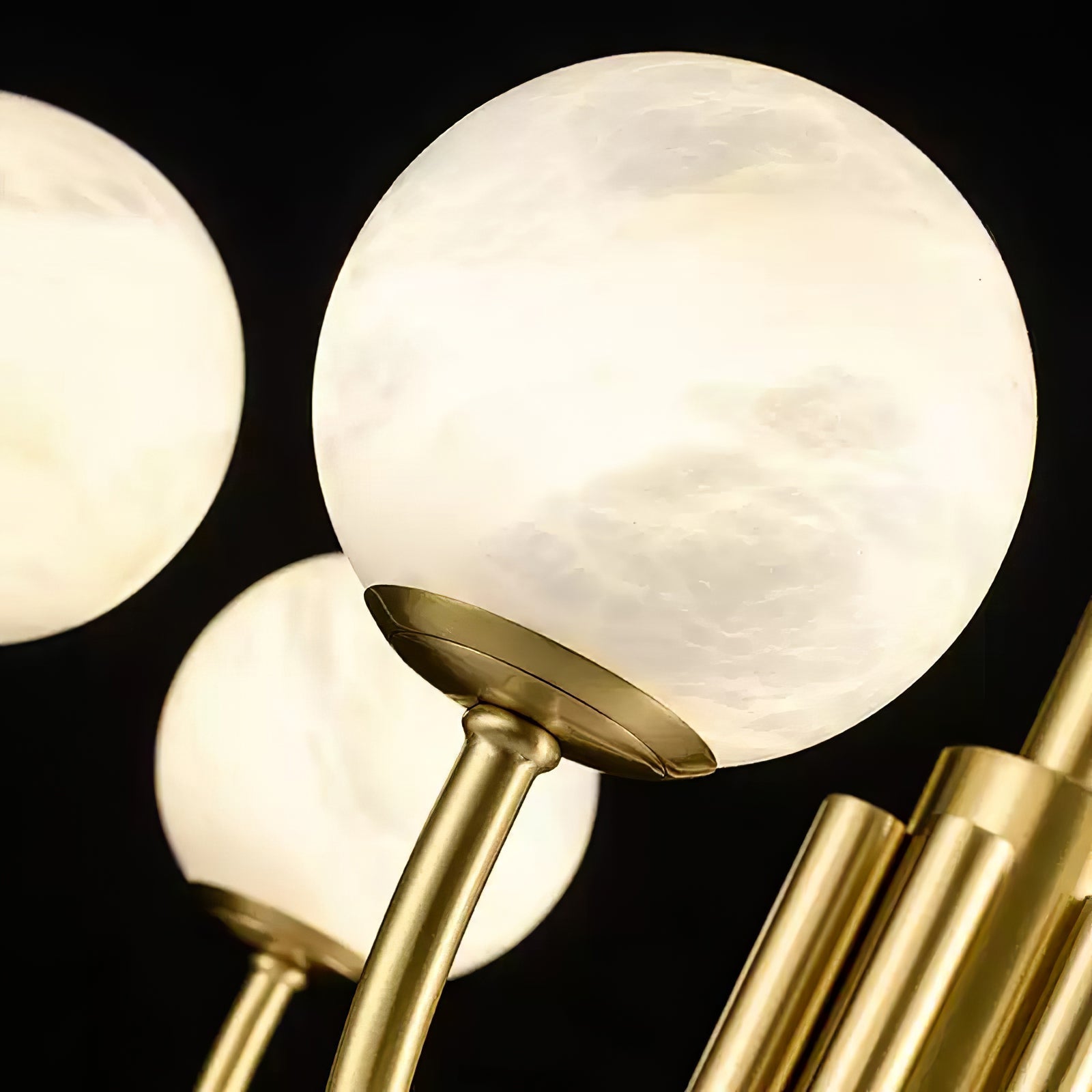 Mjolkuvys Modern Minimalist Globe Brass Alabaster Chandelier - Letslighting