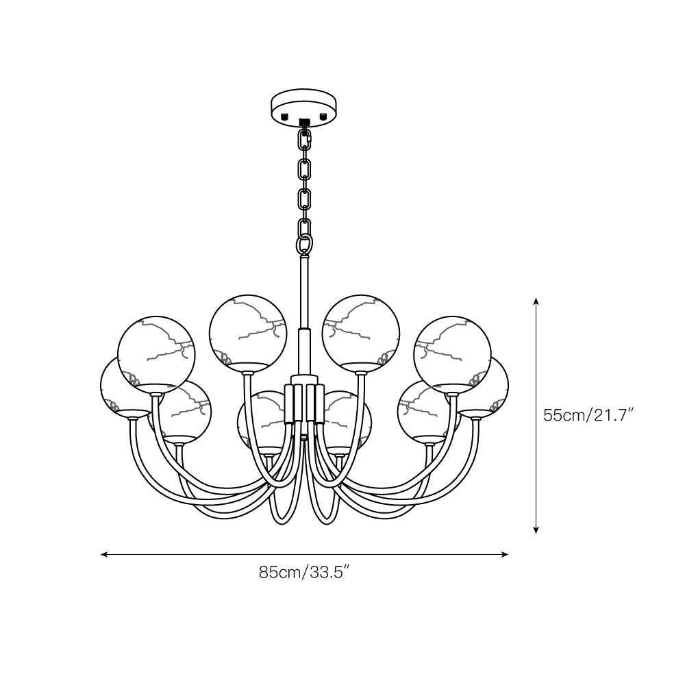 Mjolkuvys Modern Minimalist Globe Brass Alabaster Chandelier - Letslighting
