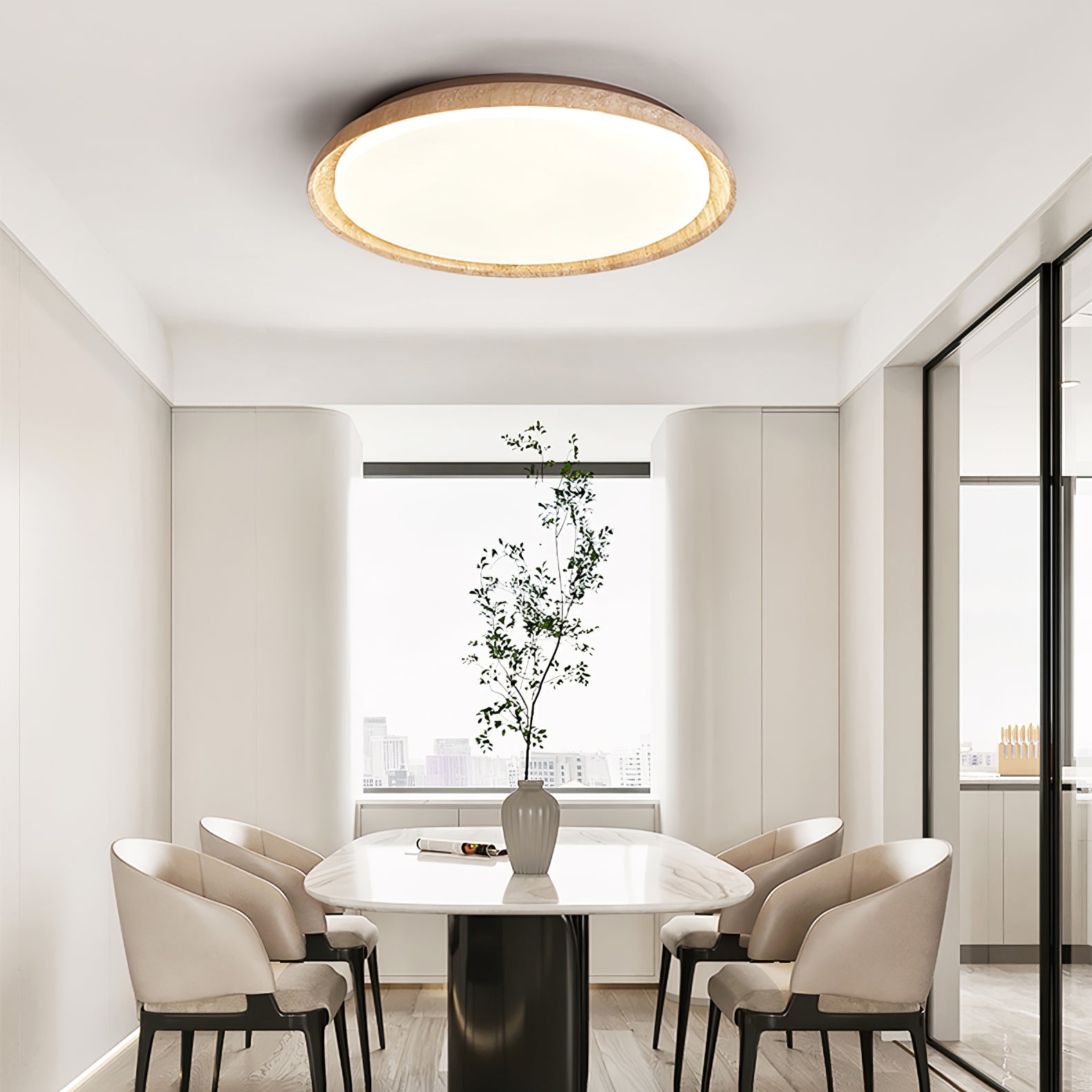 Elvinila Ring-Rim Travertine Ceiling Light - Letslighting