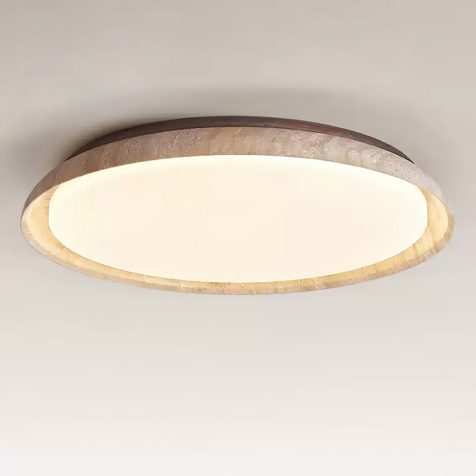 Elvinila Ring-Rim Travertine Ceiling Light - Letslighting