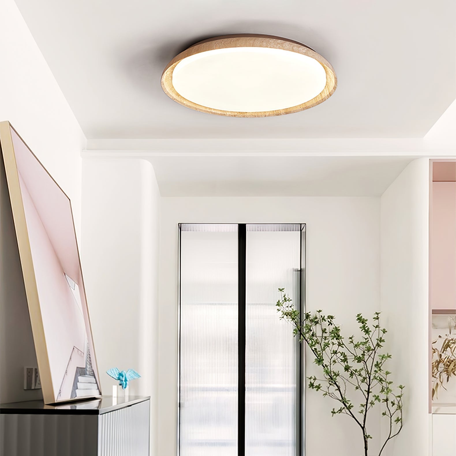 Elvinila Ring-Rim Travertine Ceiling Light - Letslighting