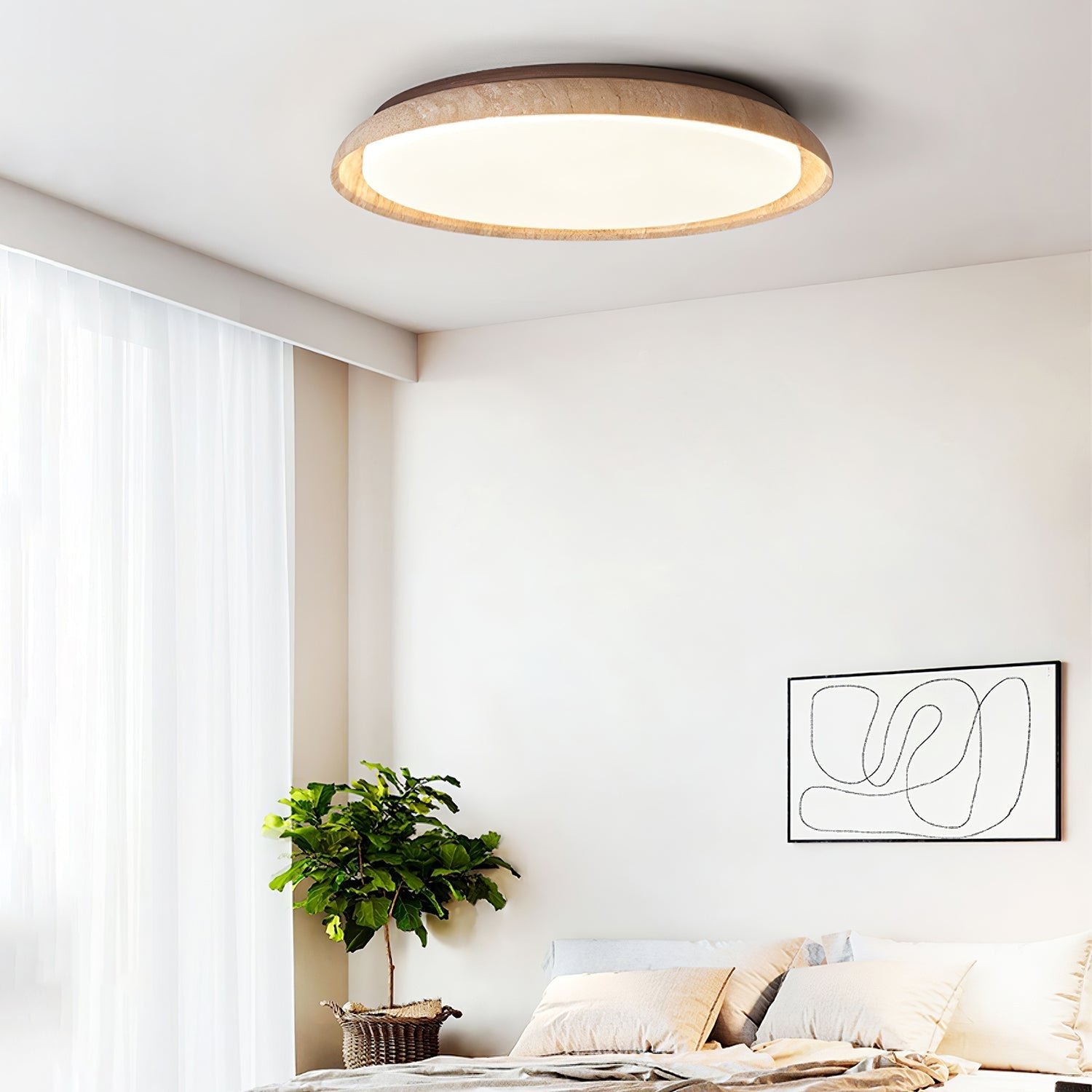 Elvinila Ring-Rim Travertine Ceiling Light - Letslighting
