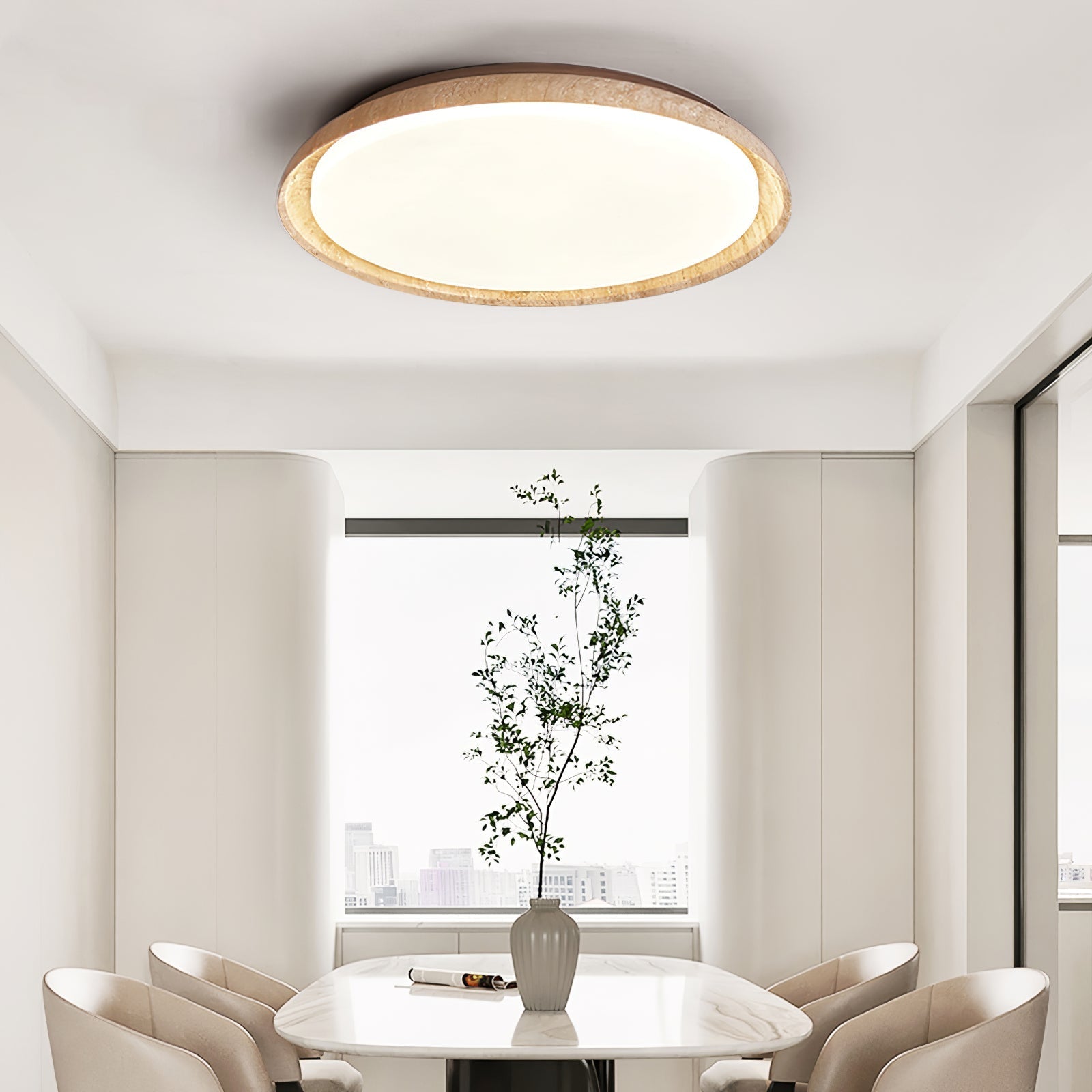 Elvinila Ring-Rim Travertine Ceiling Light - Letslighting