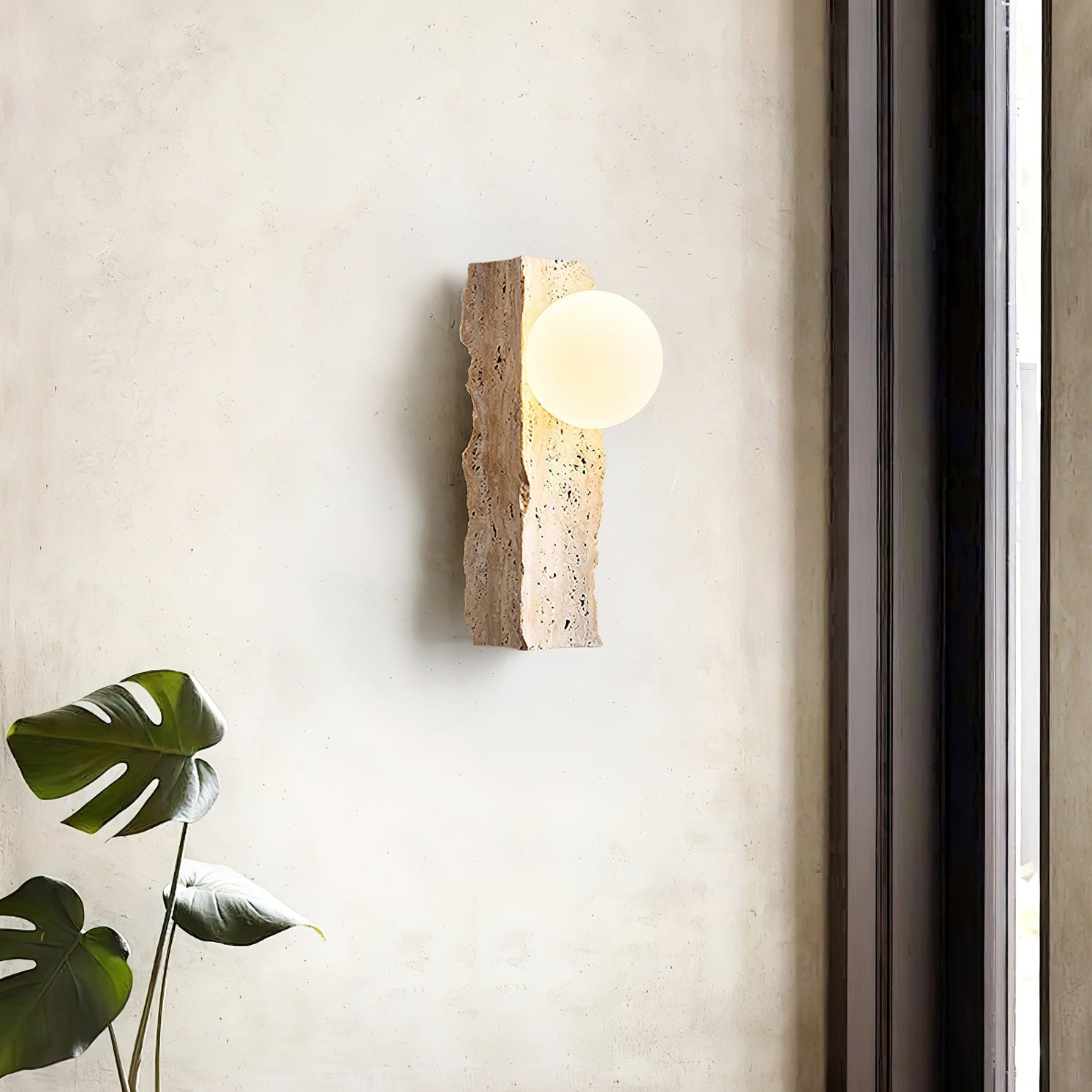 Aureum Modern Minimalist Glass Travertine Wall Lamp - Letslighting