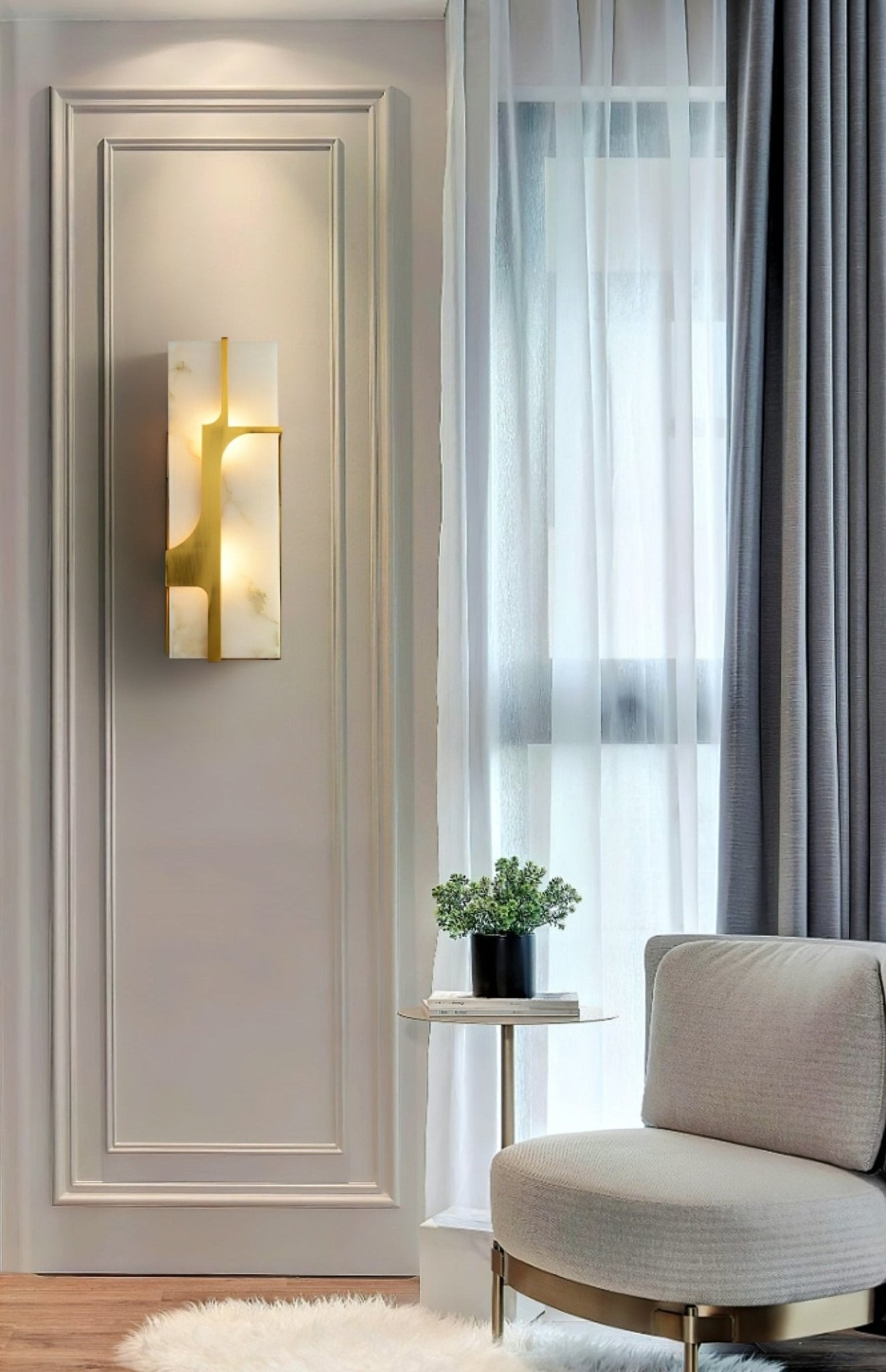 Aurevon Minimalist Alabaster Wall Light