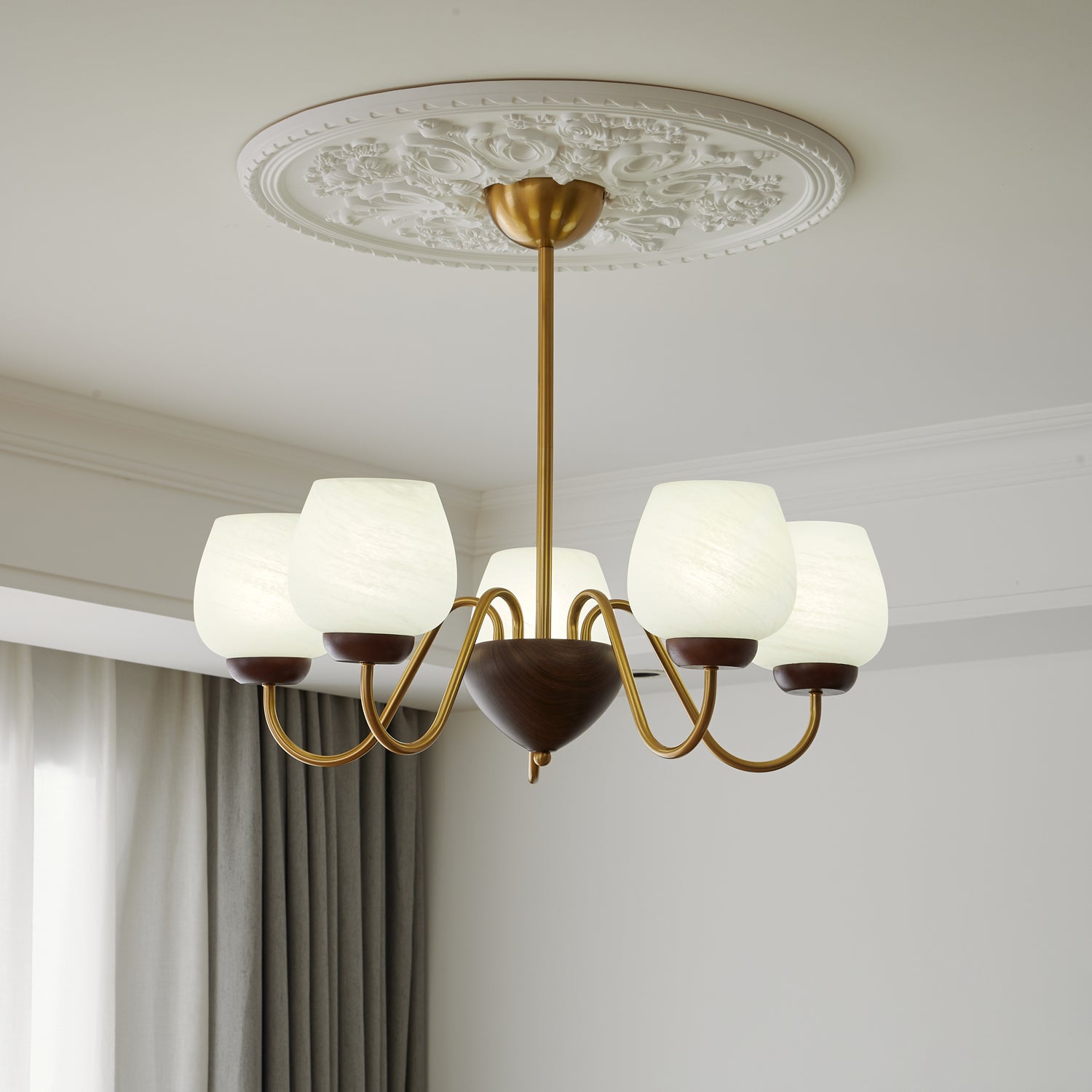 Sytheiel Premium Elegance Wood Glass Chandelier - Letslighting