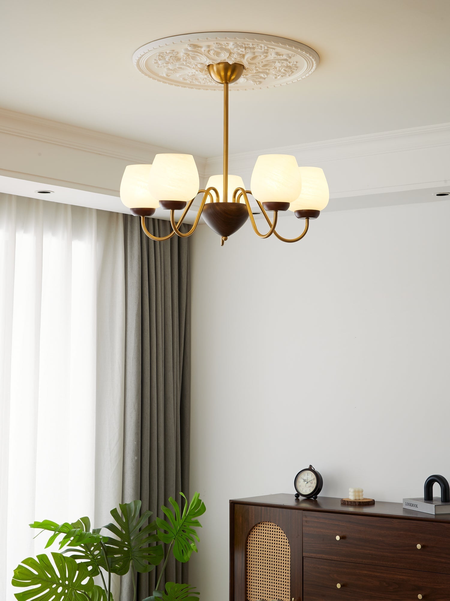 Sytheiel Premium Elegance Wood Glass Chandelier - Letslighting