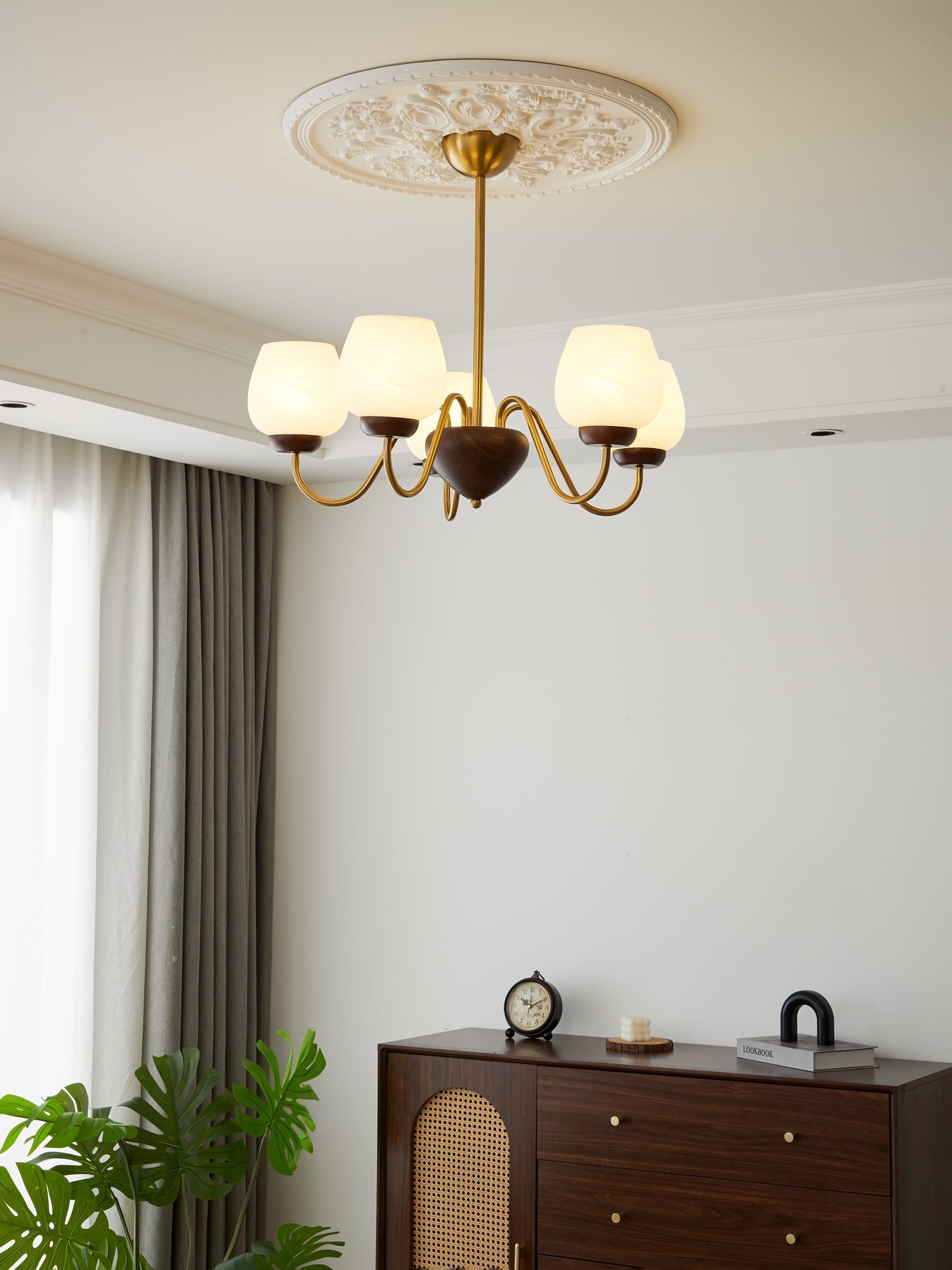 Sytheiel Premium Elegance Wood Glass Chandelier - Letslighting