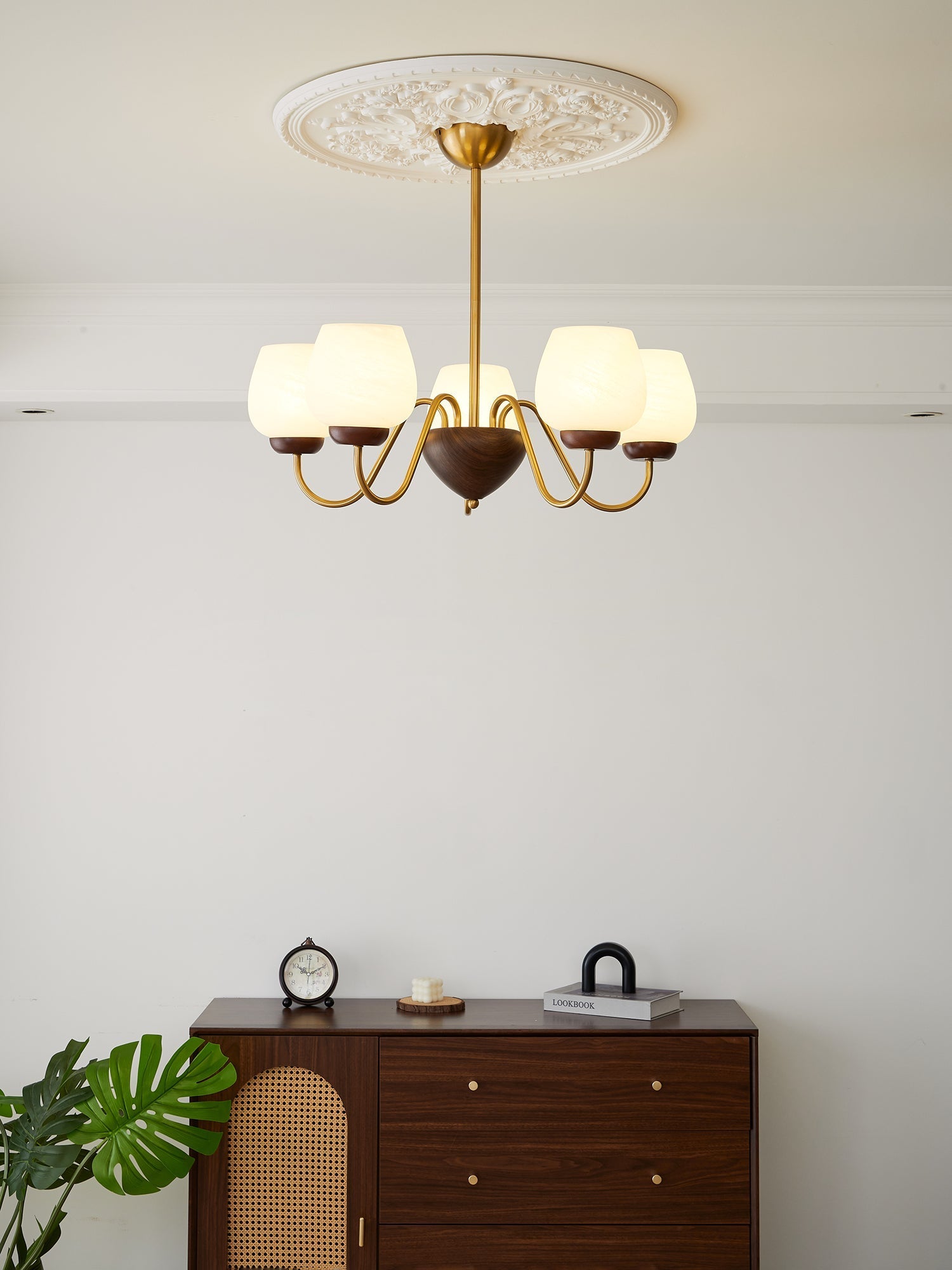 Sytheiel Premium Elegance Wood Glass Chandelier - Letslighting