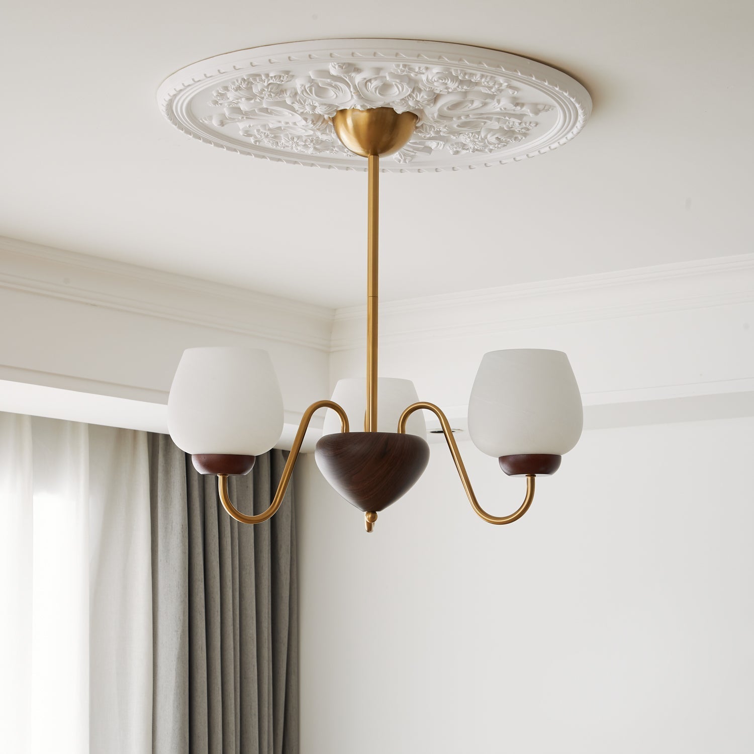 Sytheiel Premium Elegance Wood Glass Chandelier - Letslighting
