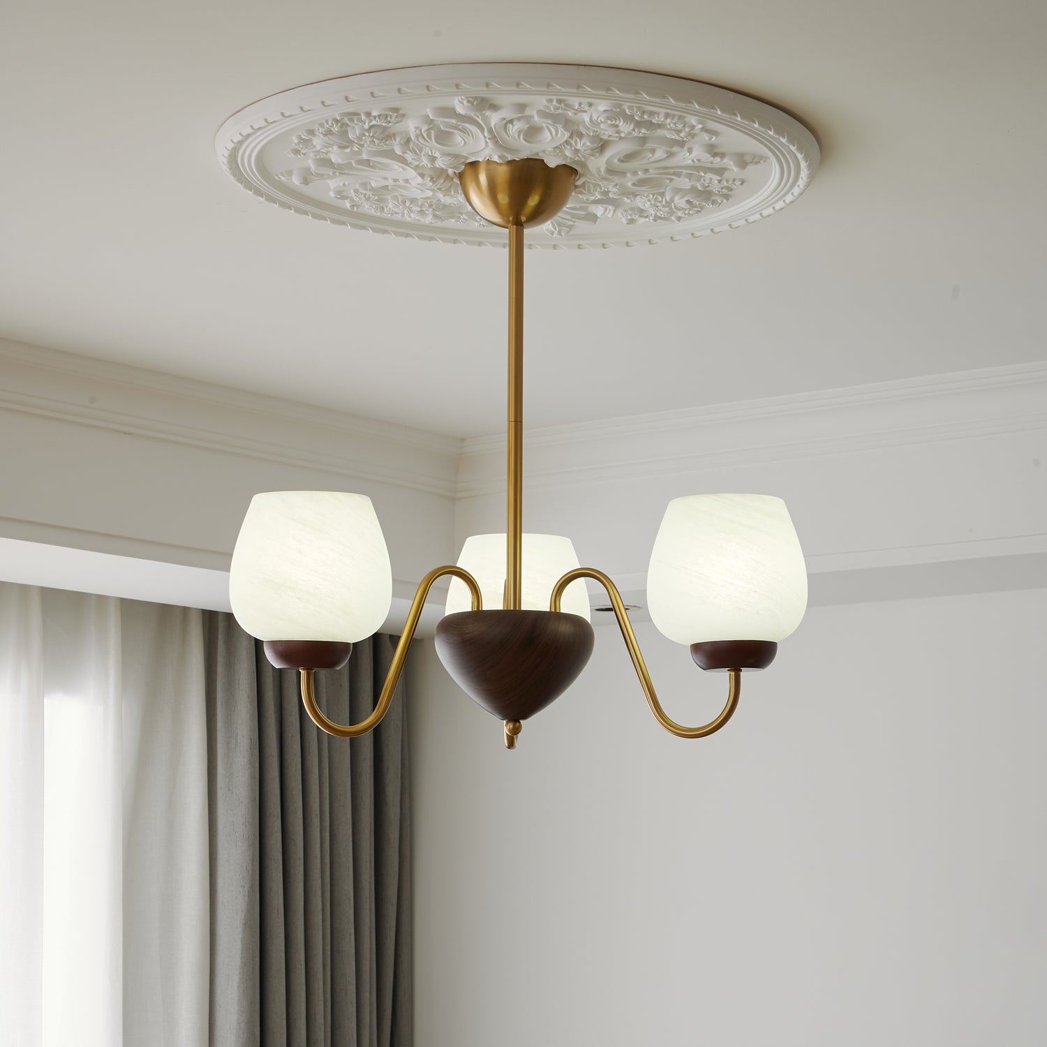 Sytheiel Premium Elegance Wood Glass Chandelier - Letslighting