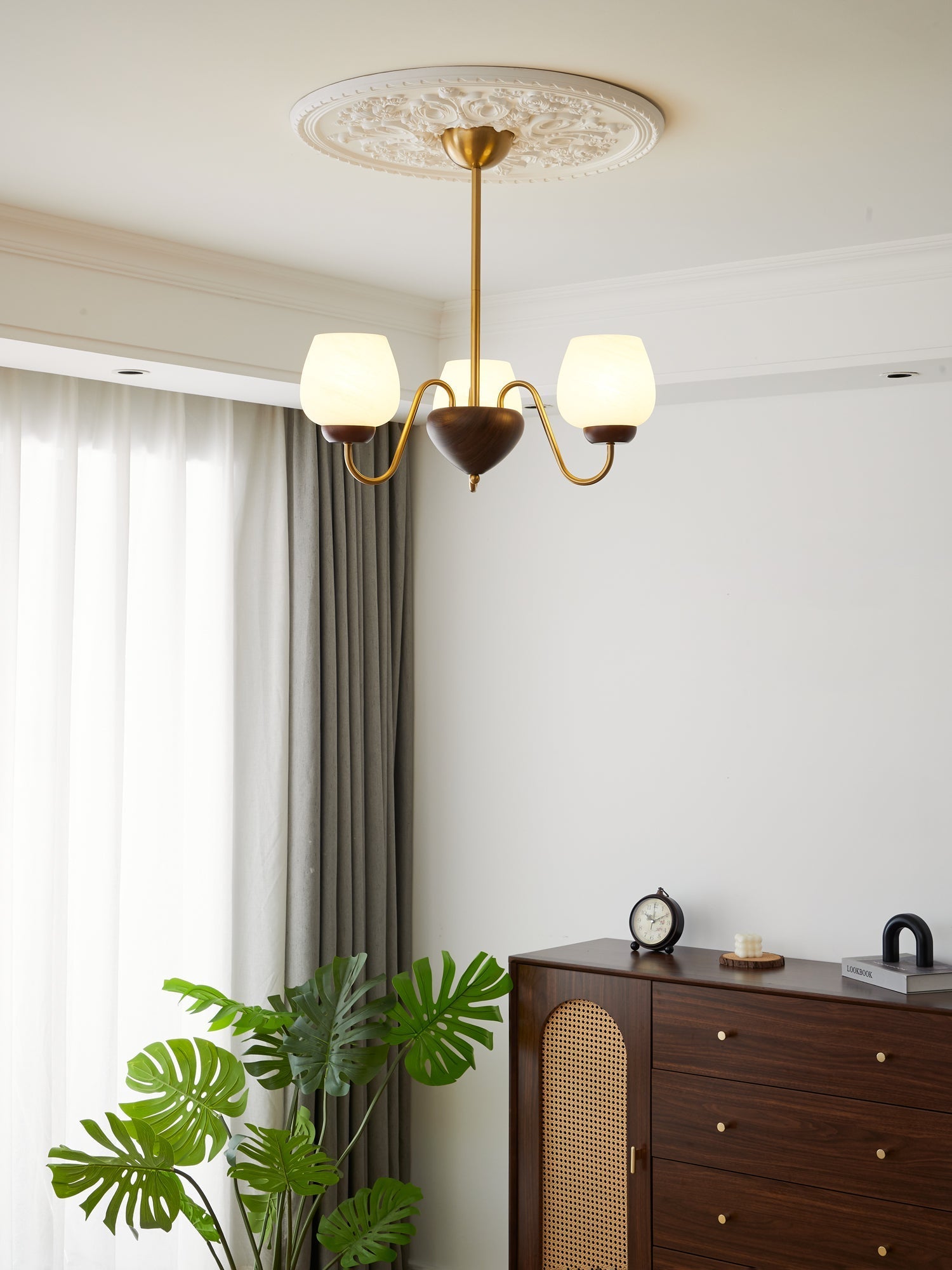 Sytheiel Premium Elegance Wood Glass Chandelier - Letslighting