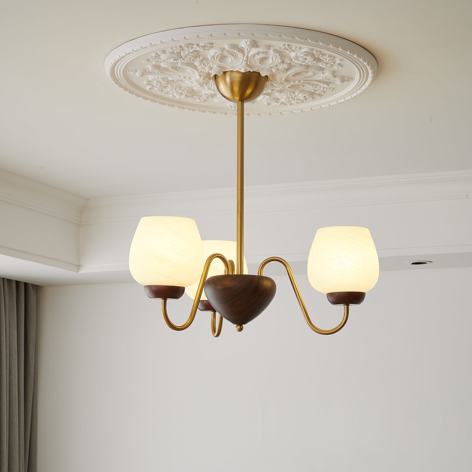 Sytheiel Premium Elegance Wood Glass Chandelier - Letslighting