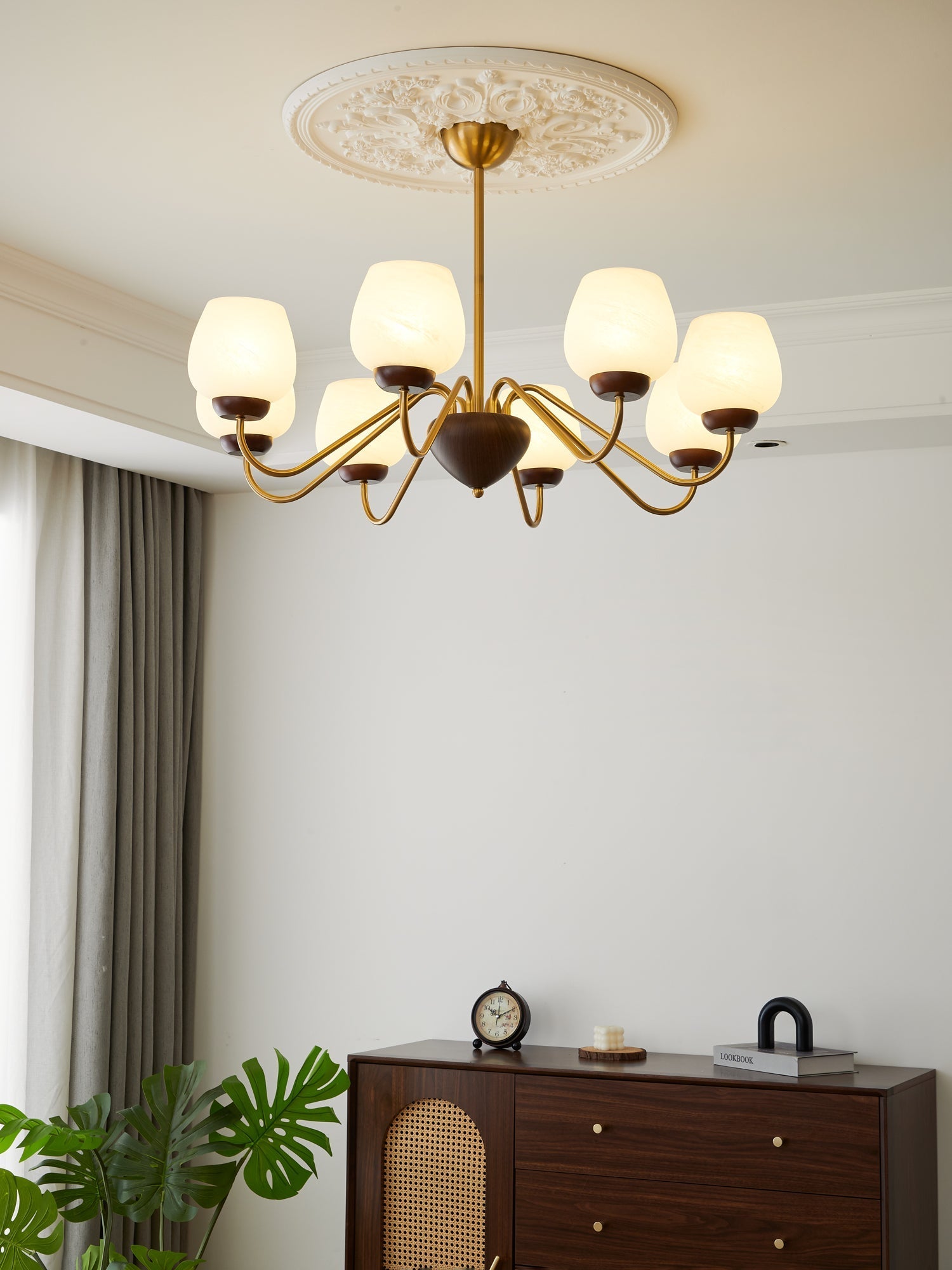 Sytheiel Premium Elegance Wood Glass Chandelier - Letslighting
