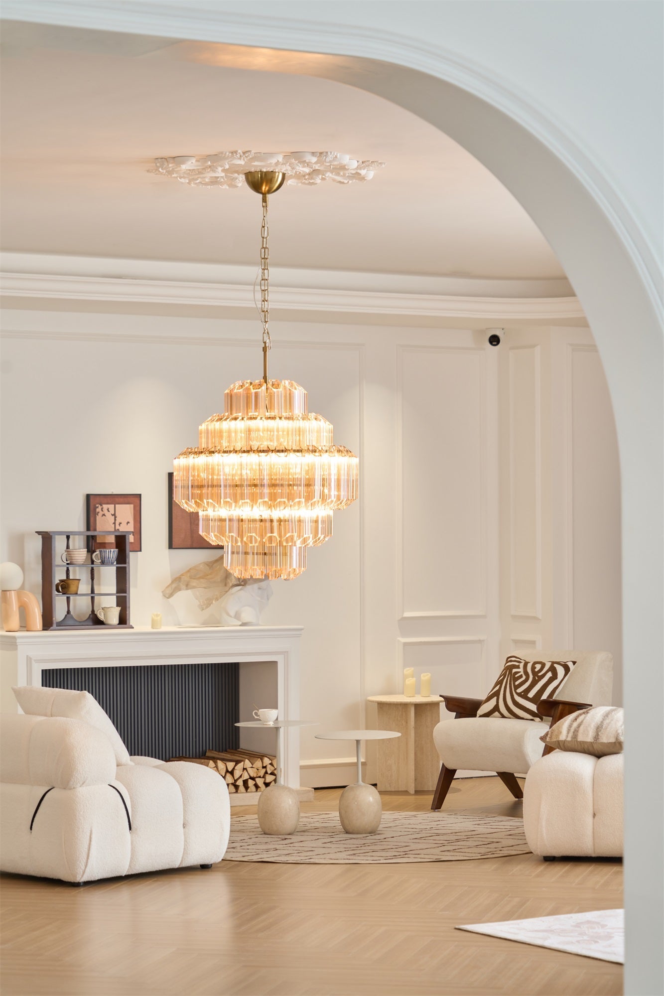 Aurora Chandelier Aurum Cascade Murano Glass Prism Art - Letslighting